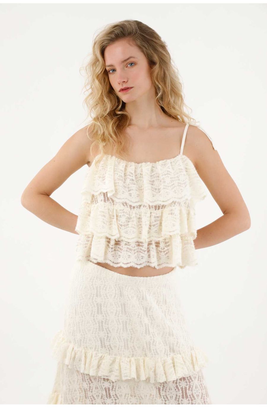 Camisa de tiras con bolero crudo para mujer