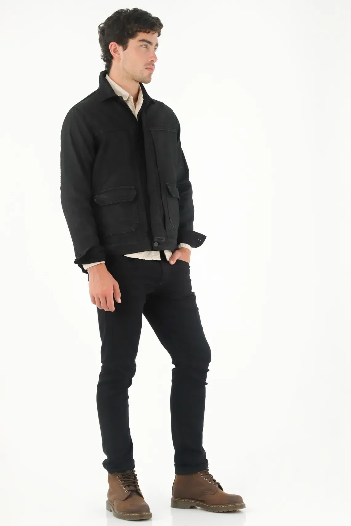 Jean Nudy clásico negro para hombre