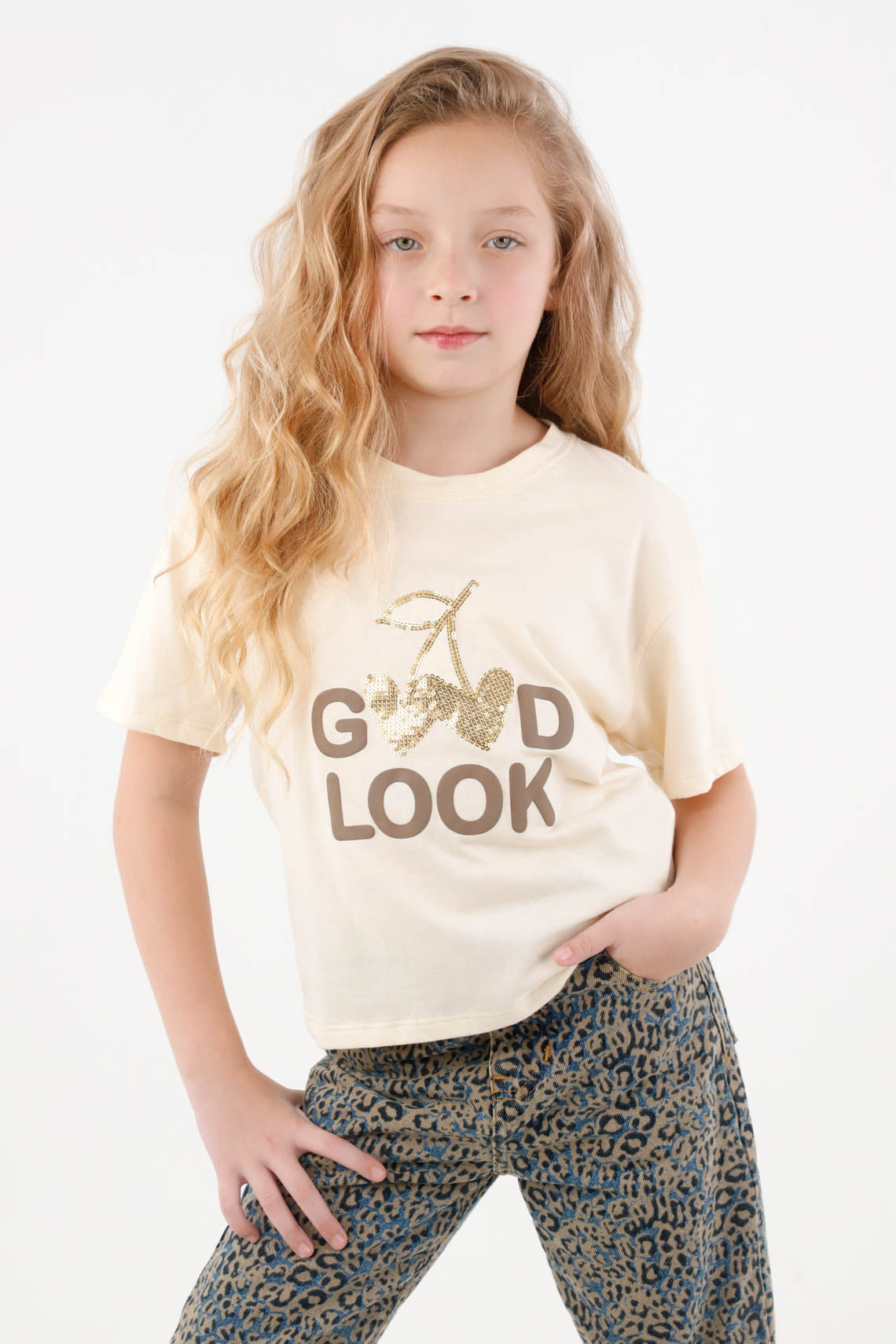 Camiseta en algodón estampada para niña