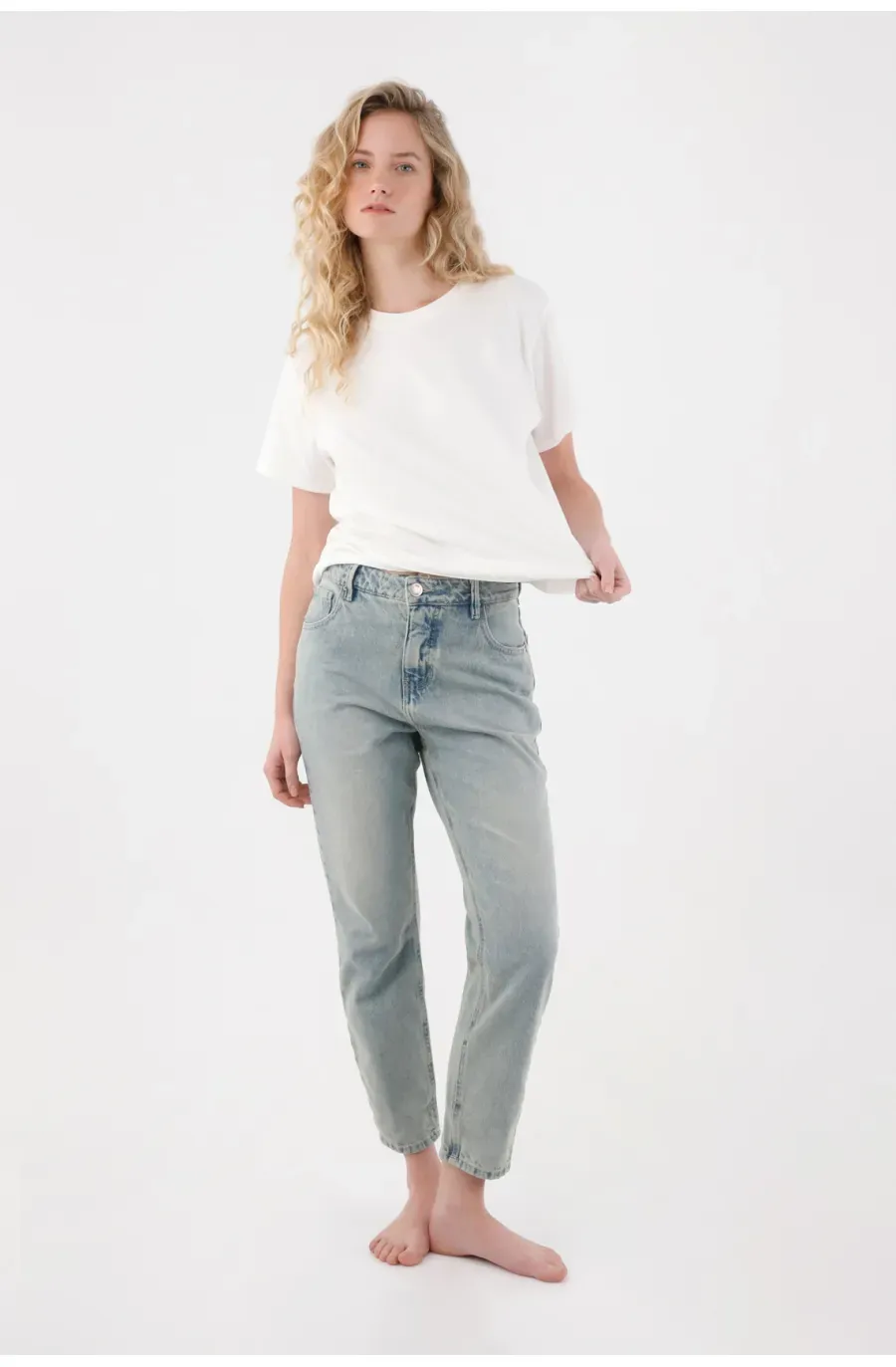 Jean Mom clásico azul para mujer