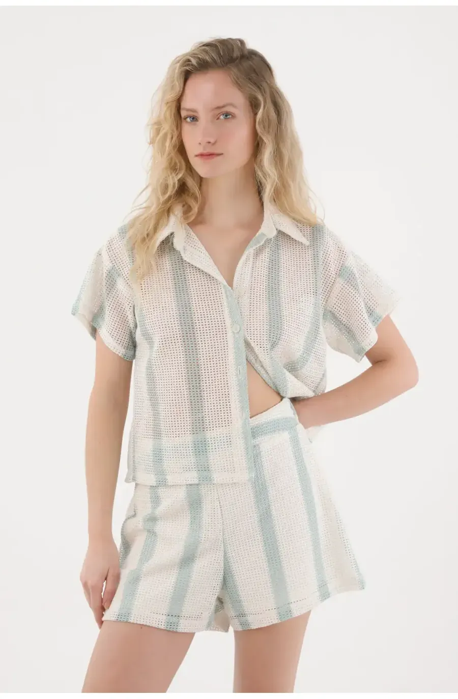 Camisa tejida con rayas para mujer