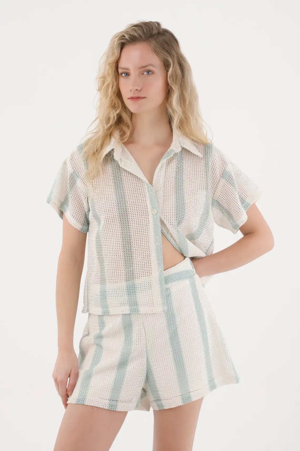 Camisa tejida con rayas para mujer