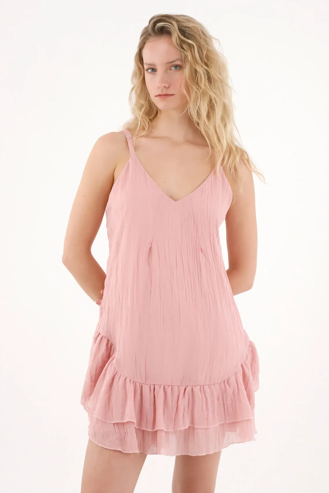 Vestido de tiras con bolero rosado para mujer