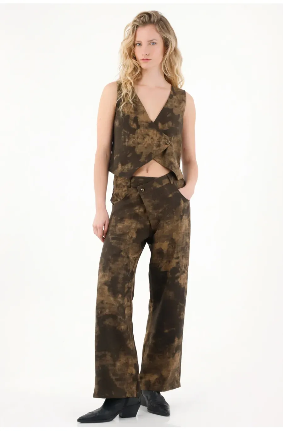 Pantalón Recto con efecto vintage para mujer