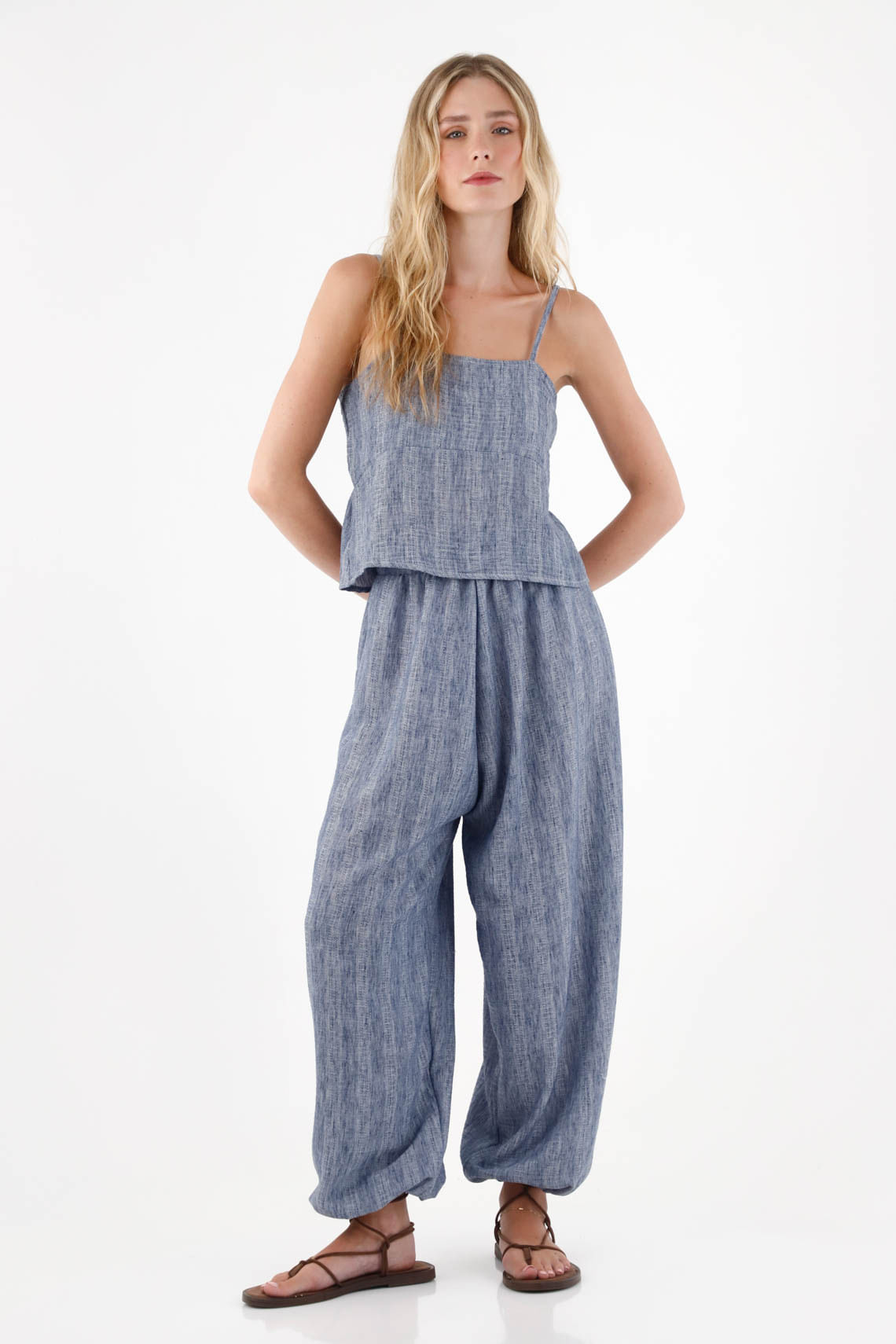 Pantalón holgado azul para mujer