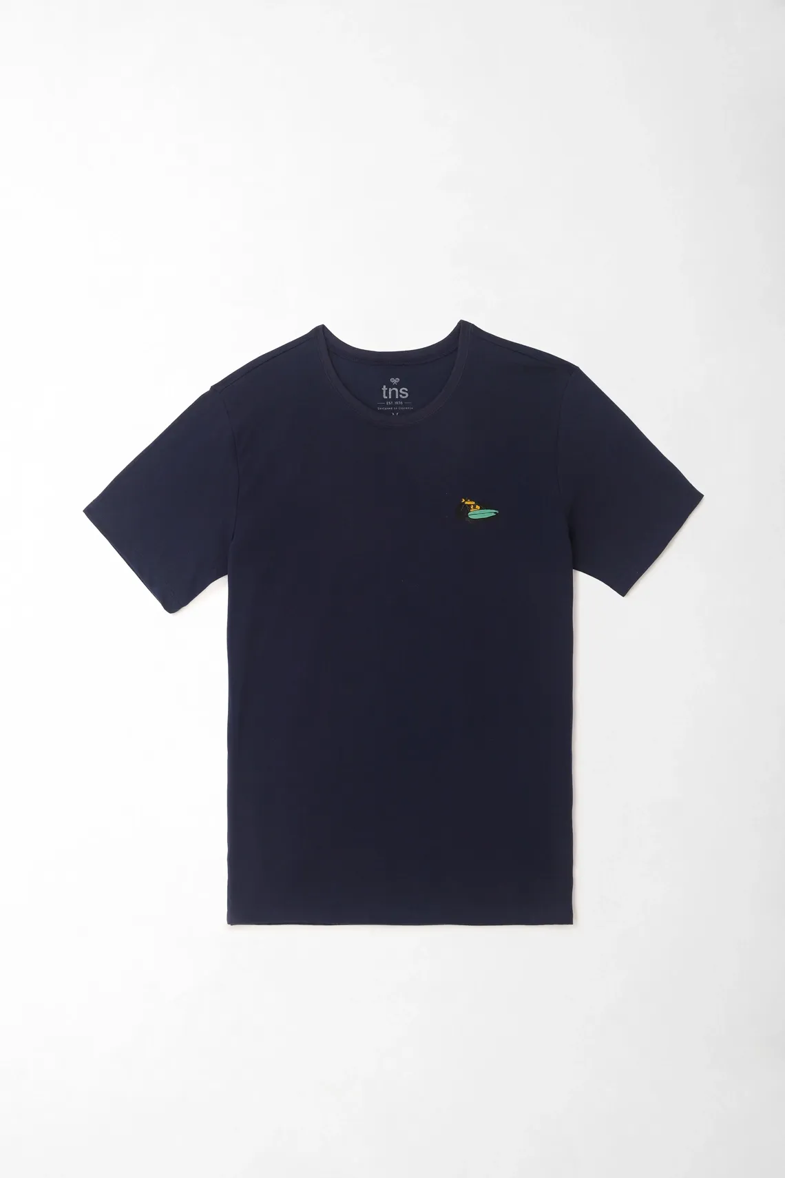 Camiseta para hombre de algodón azul marino regular con bordado