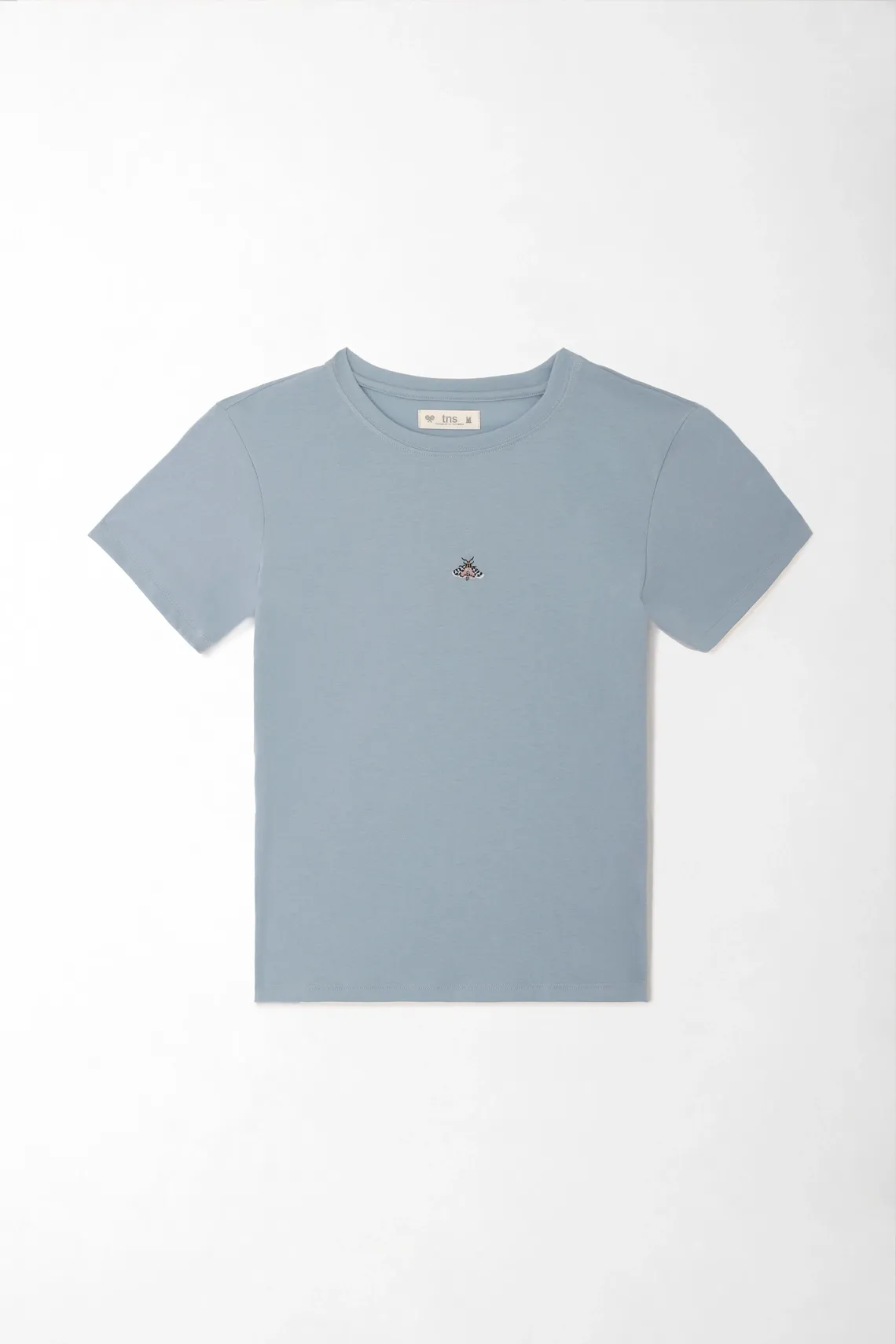 Camiseta para mujer en algodón azul fit clásico con bordado