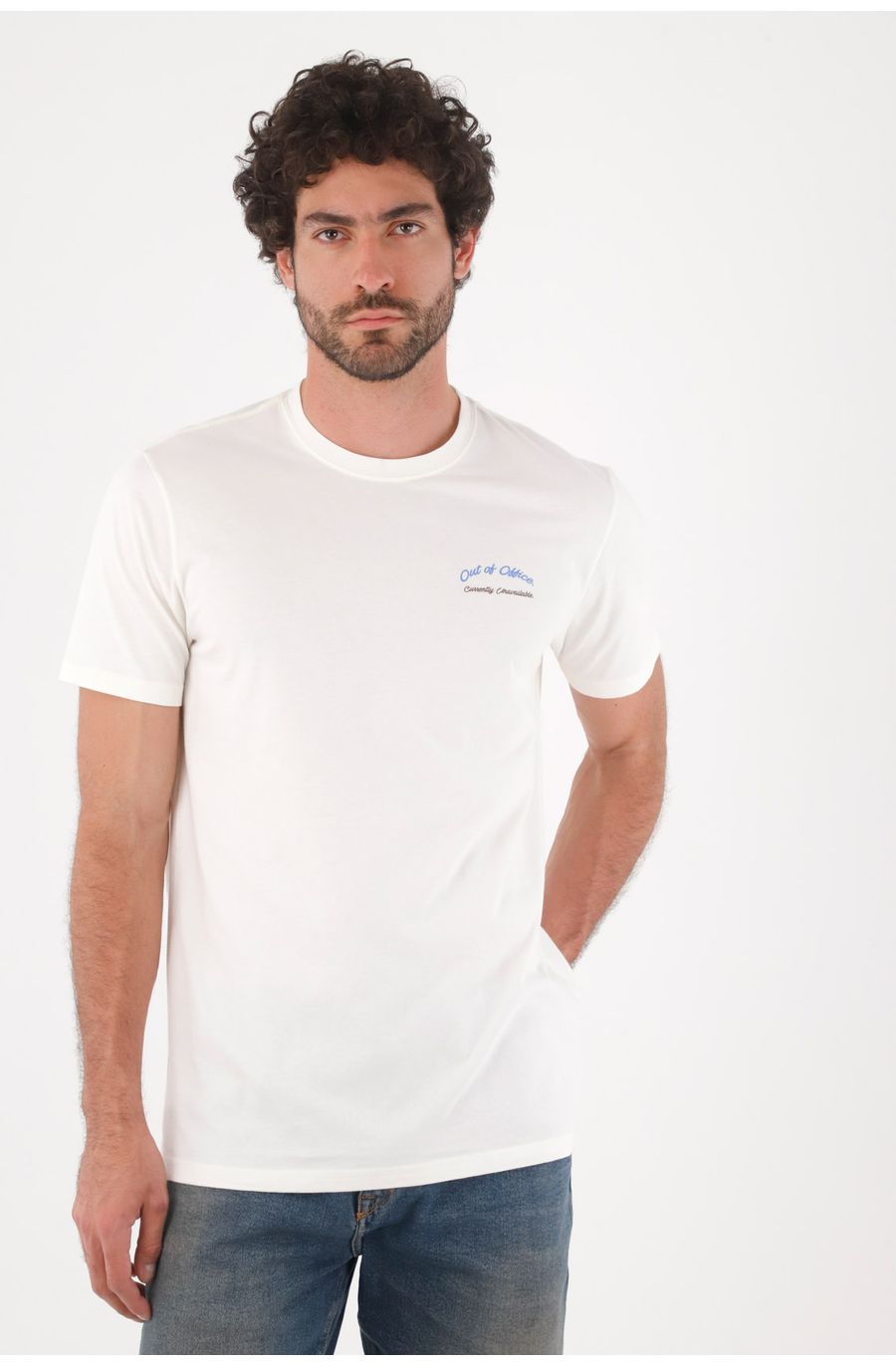 Camiseta para hombre en algodón blanca regular con gráfico