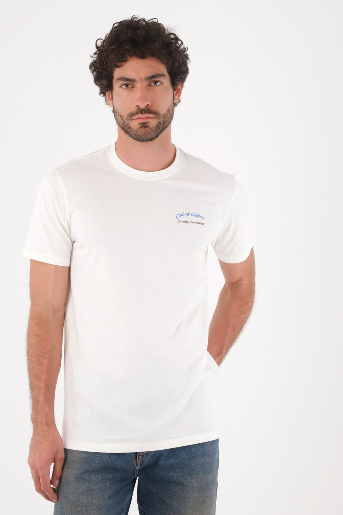 Camiseta para hombre en algodón blanca regular con gráfico