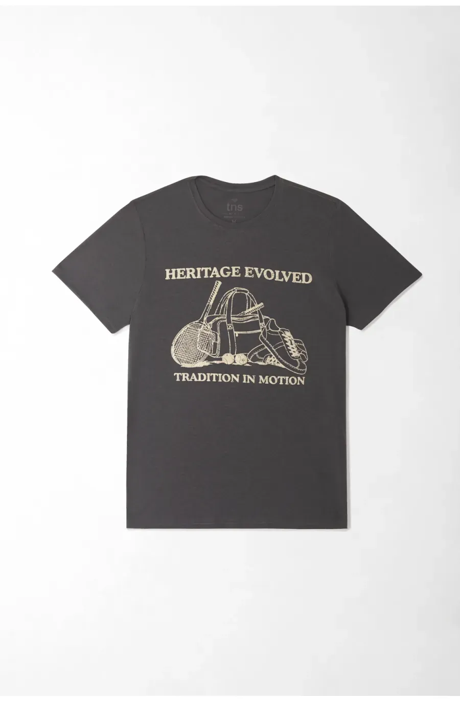 Camiseta hombre de algodón gris carbón corte recto con gráfico