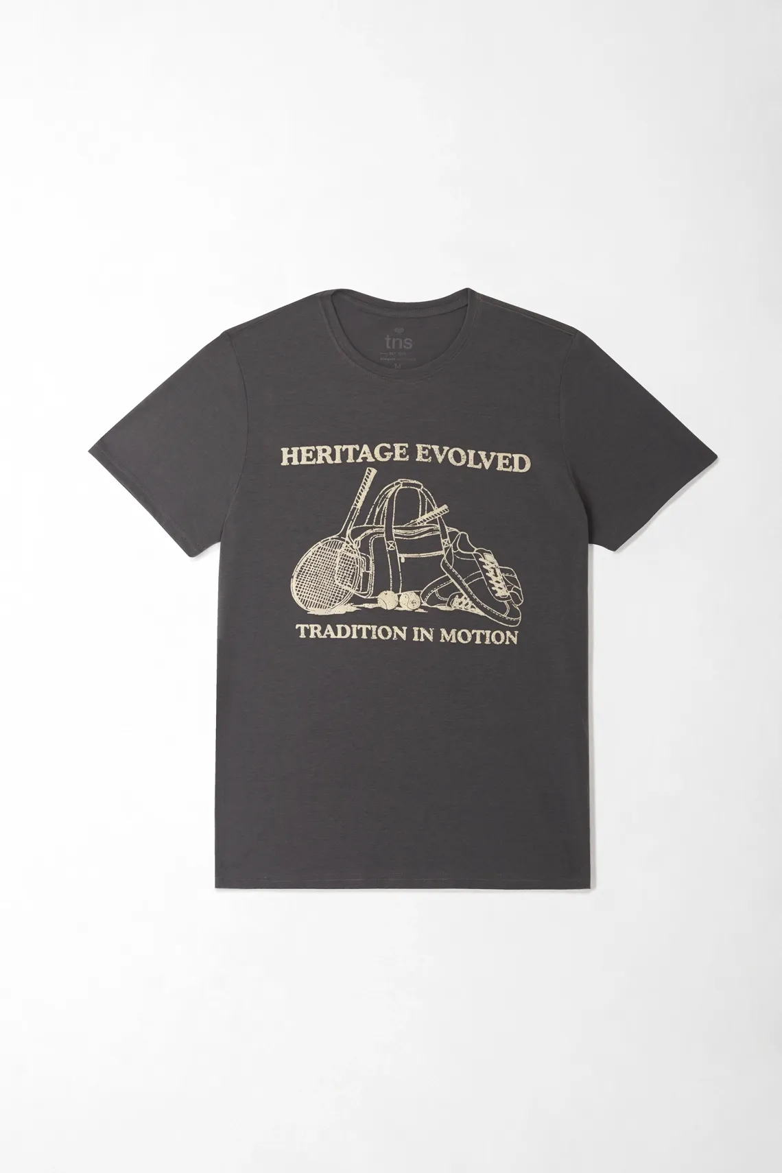 Camiseta hombre de algodón gris carbón corte recto con gráfico