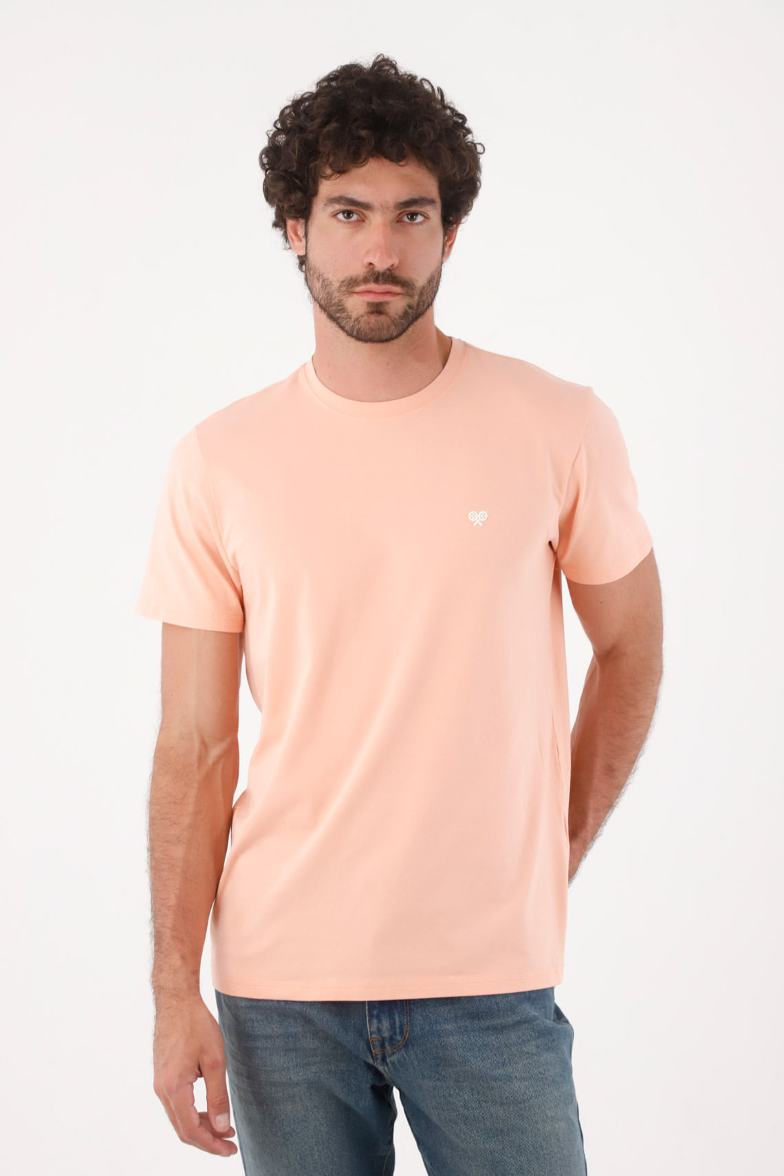 Camiseta para hombre algodón salmón fit regular con bordado