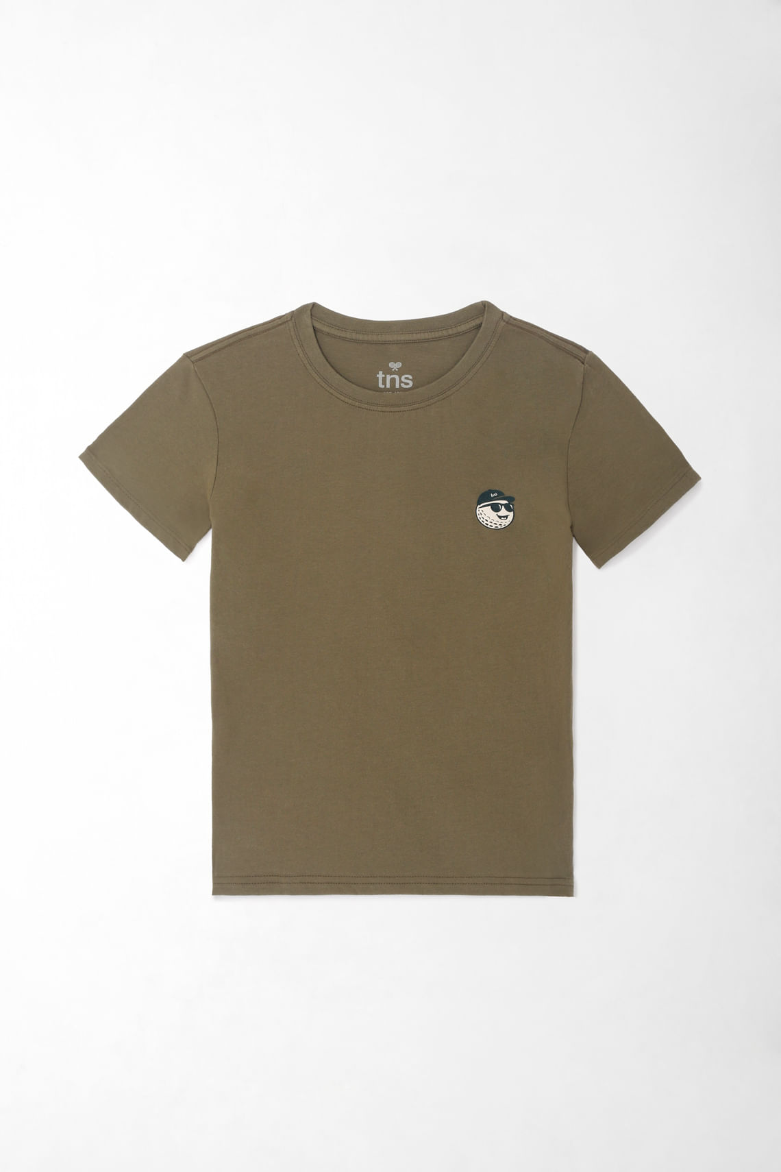 Camiseta para niño de algodón verde oliva corte regular estampado
