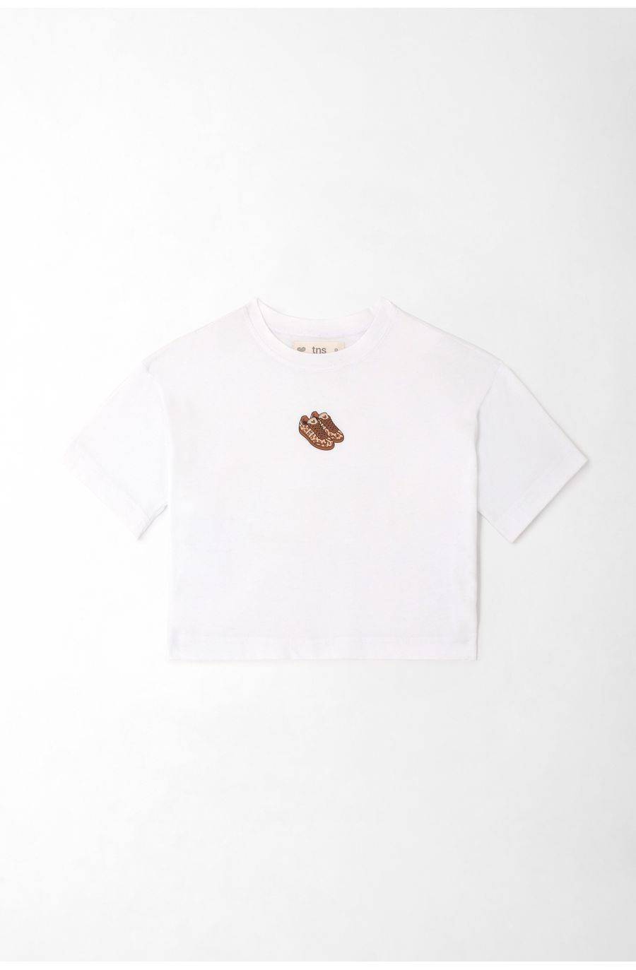 Camiseta para niña de algodón blanco corte recto