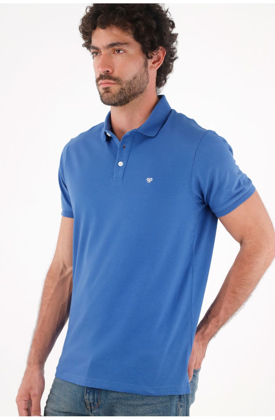 Polo para hombre de algodón azul royal fit clásico con mini bordado