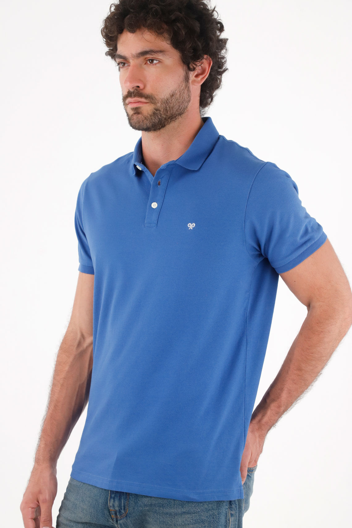 Polo para hombre de algodón azul royal fit clásico con mini bordado