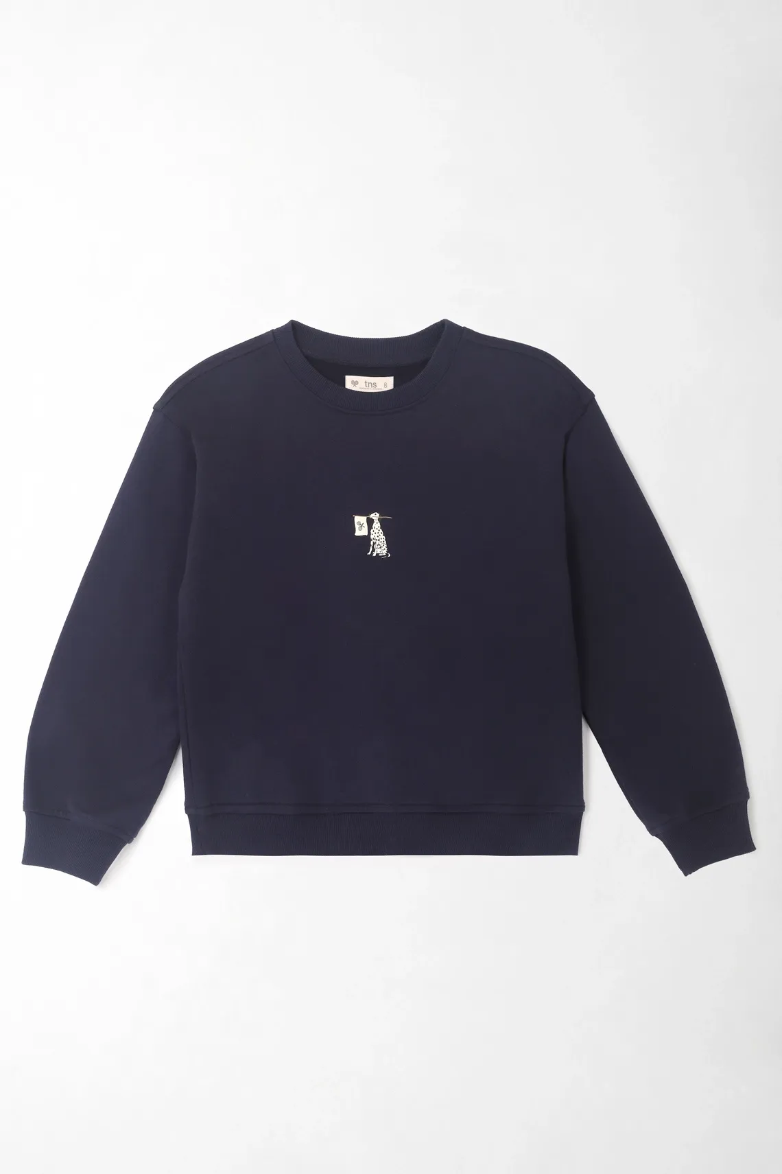 Buzo para niño de algodón azul marino fit clásico con mini gráfico central