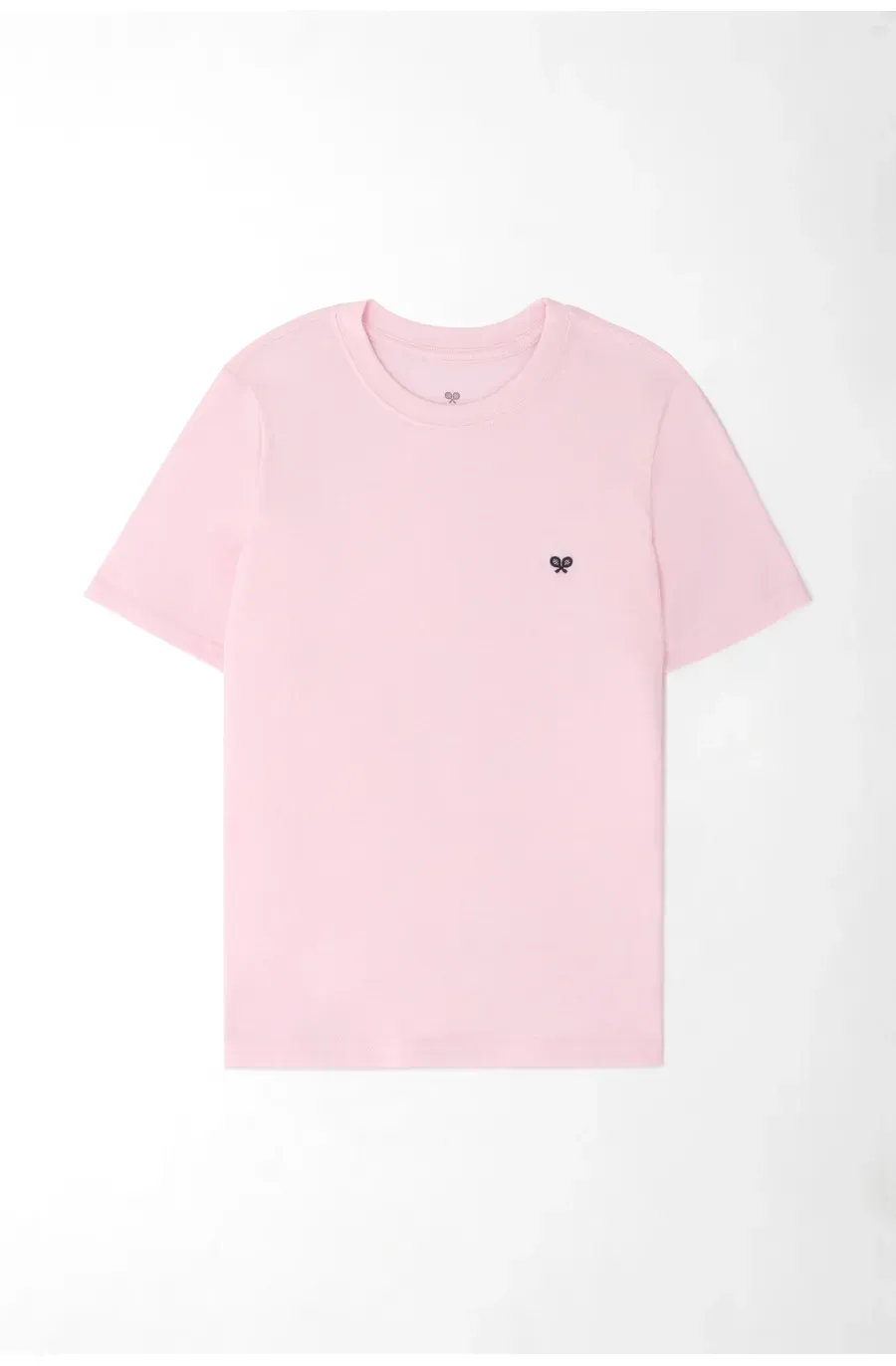 Camiseta para niño de algodón rosa regular fit con bordado de raquetas