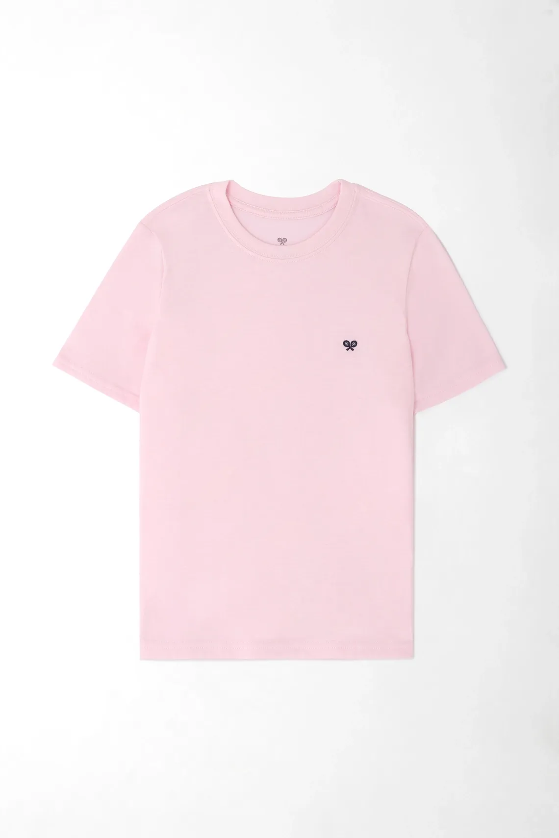 Camiseta para niño de algodón rosa regular fit con bordado de raquetas
