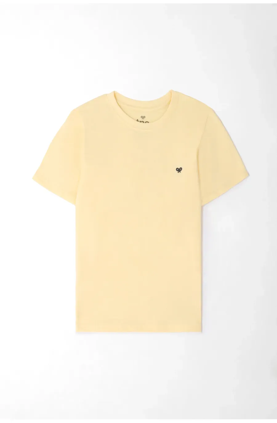 Camiseta para niño de algodón amarillo fit recto con mini raqueta bordada