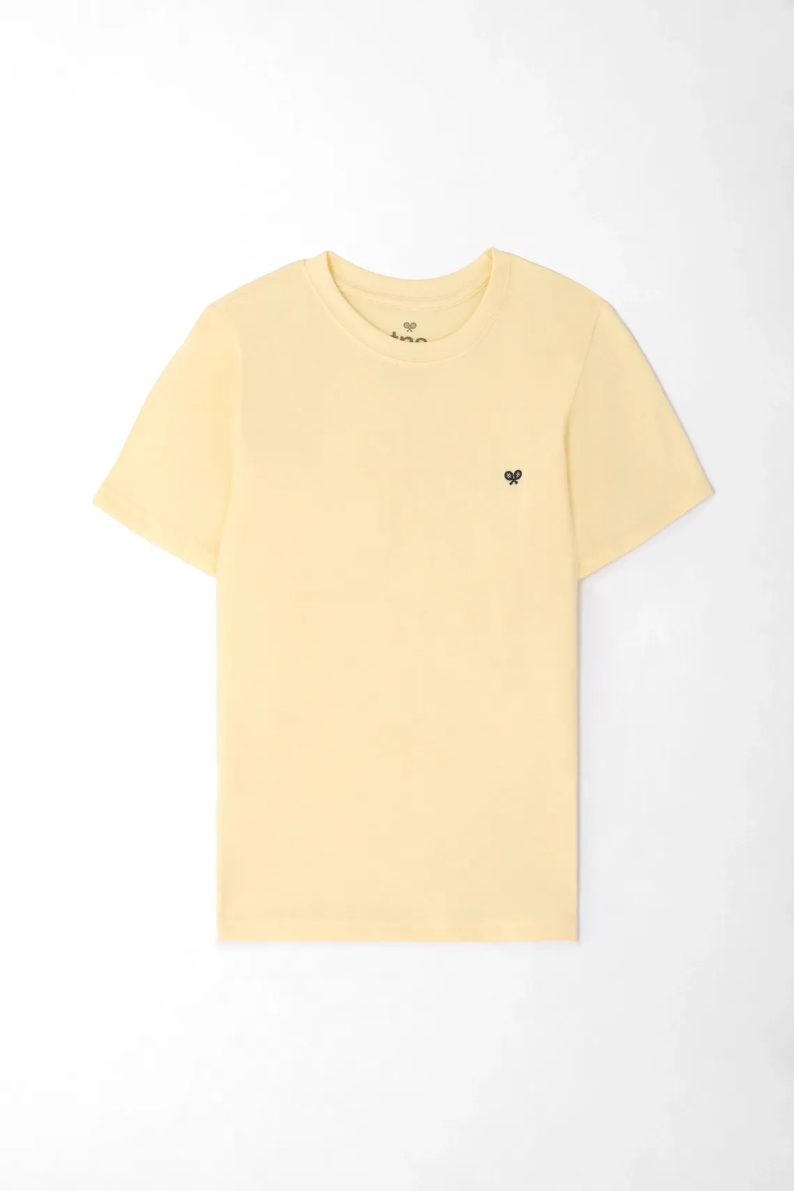 Camiseta para niño de algodón amarillo fit recto con mini raqueta bordada