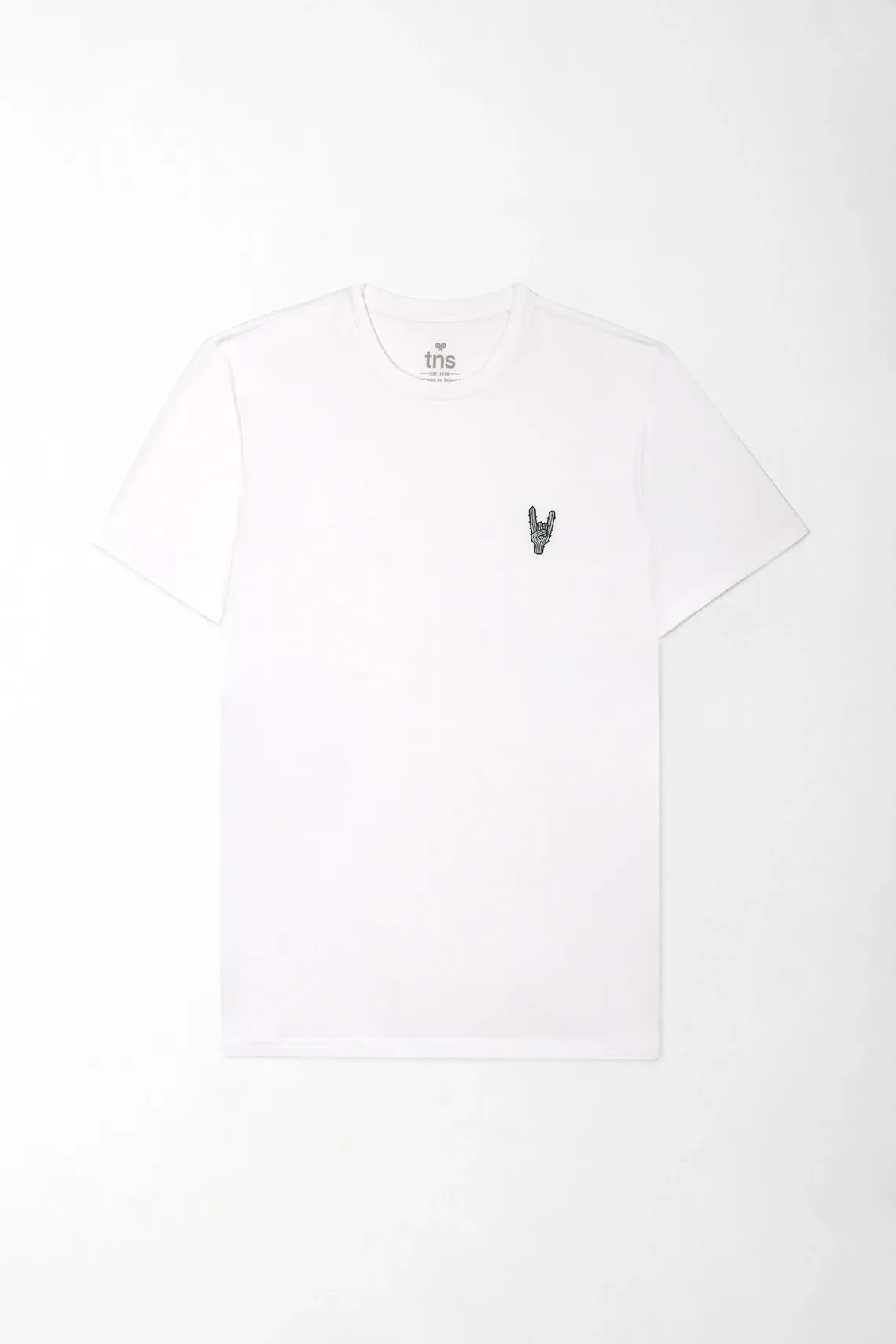 Camiseta regular con gráfico mini rock en algodón blanco para hombre