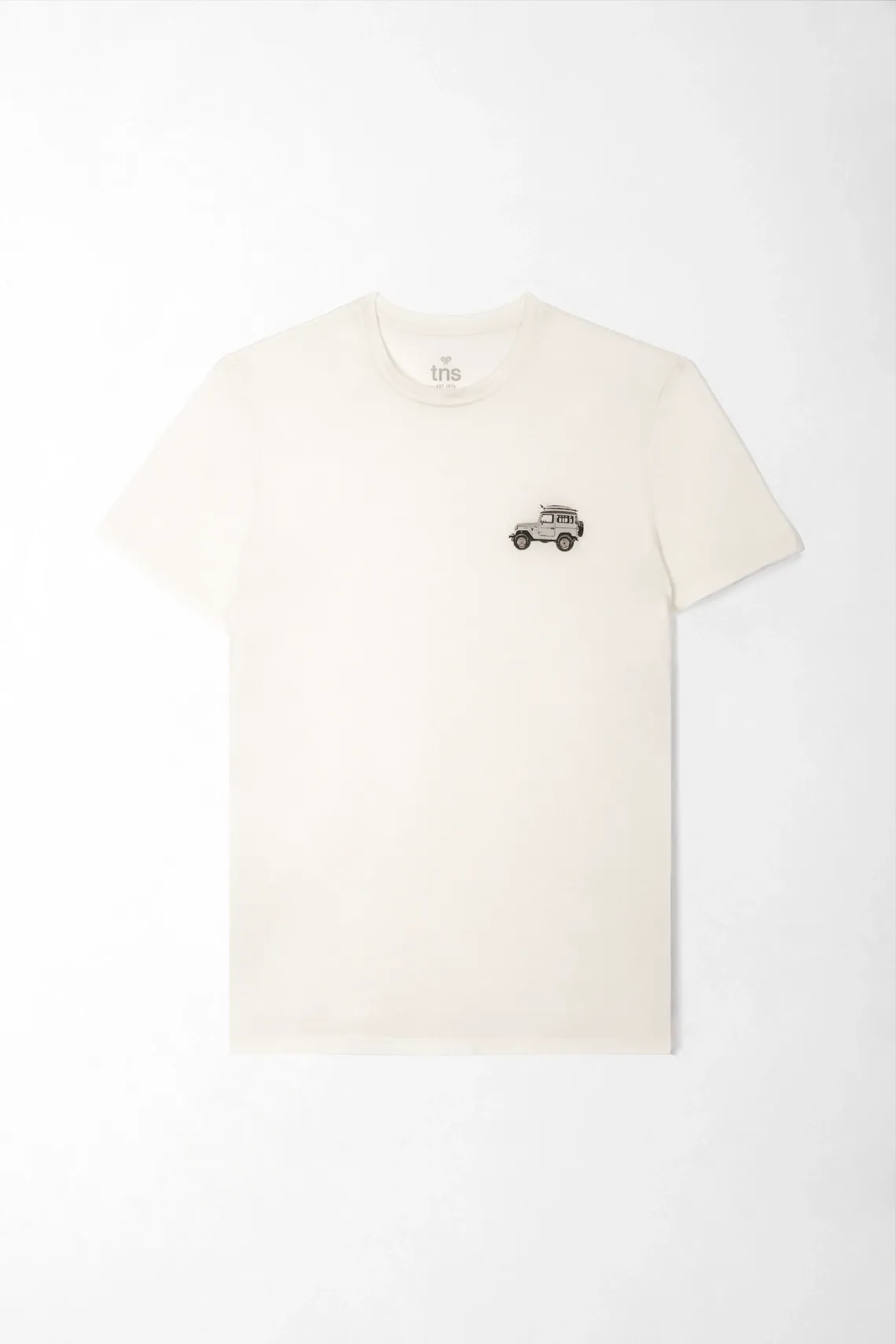 Camiseta corte recto con micro gráfico de camioneta en algodón crudo para hombre