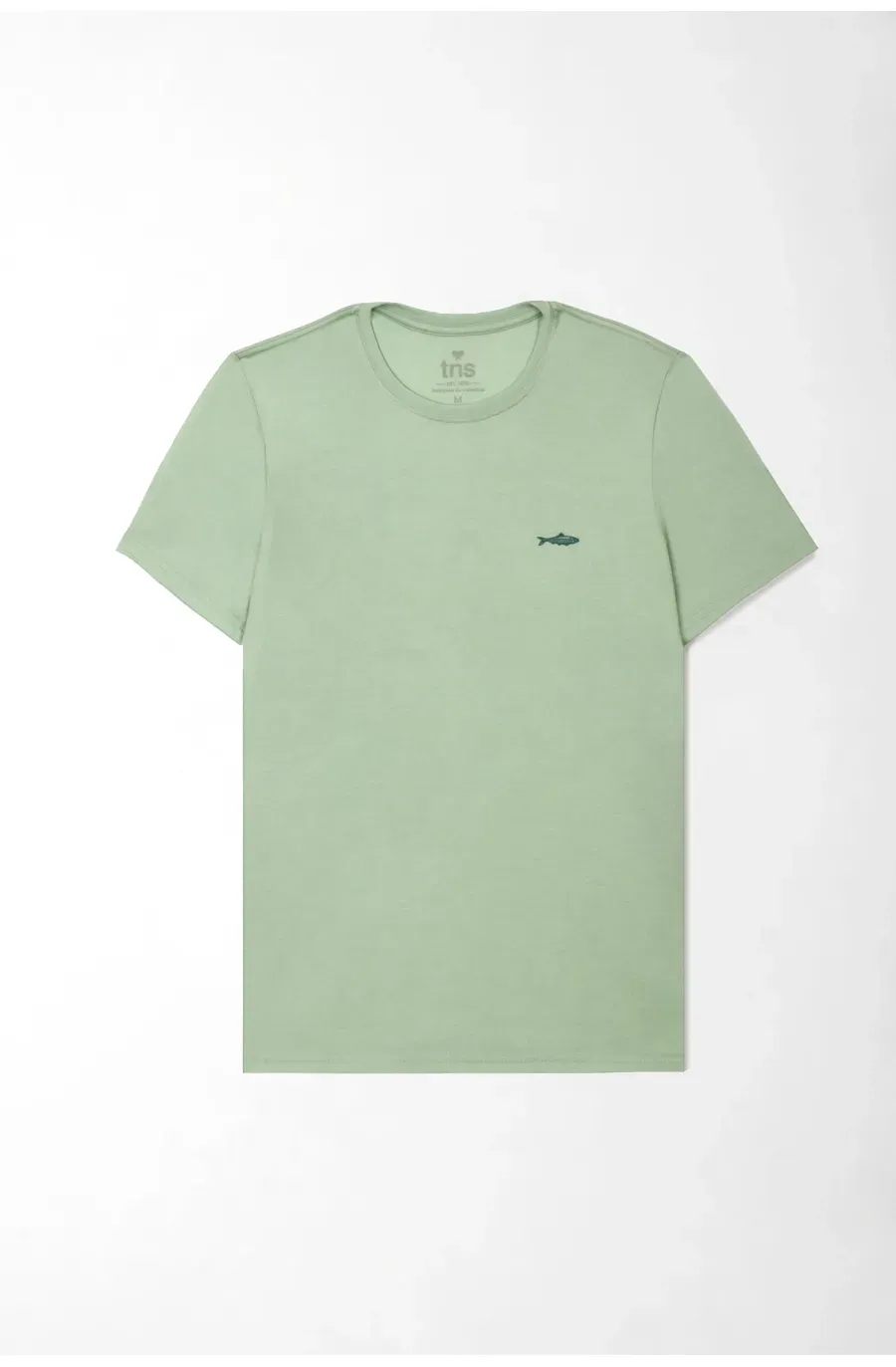 Camiseta regular fit con mini gráfico de pez en algodón verde para hombre