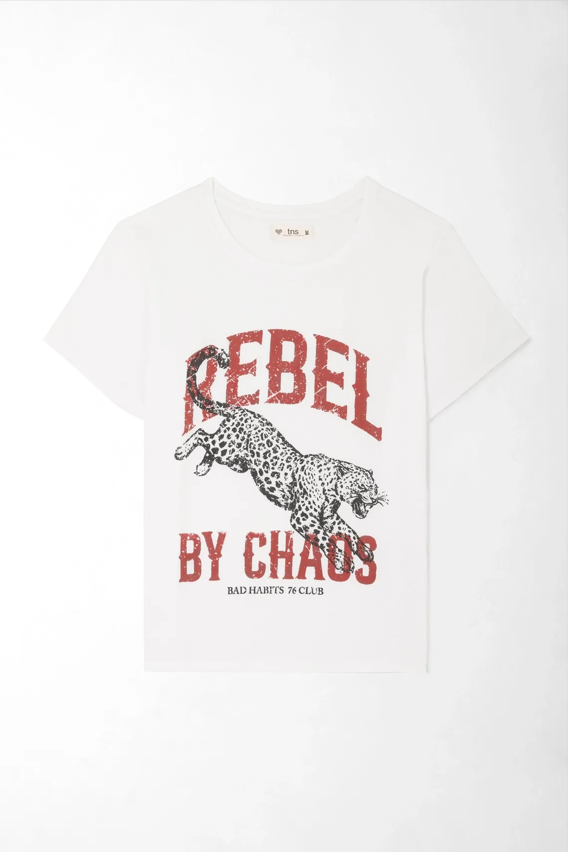 Camiseta gráfica corte recto con leopardo Rebel By Chaos en algodón blanco para mujer