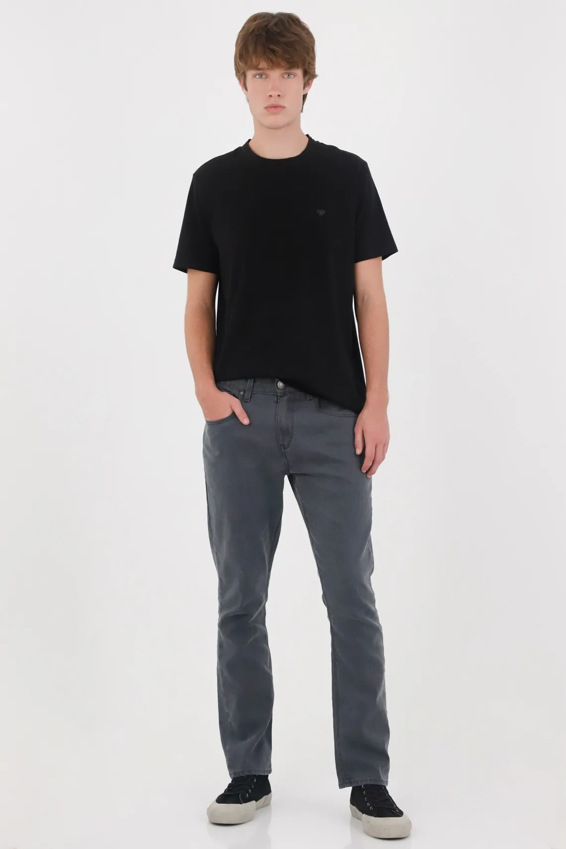 Pantalón recto con lavado urbano en algodón gris para hombre