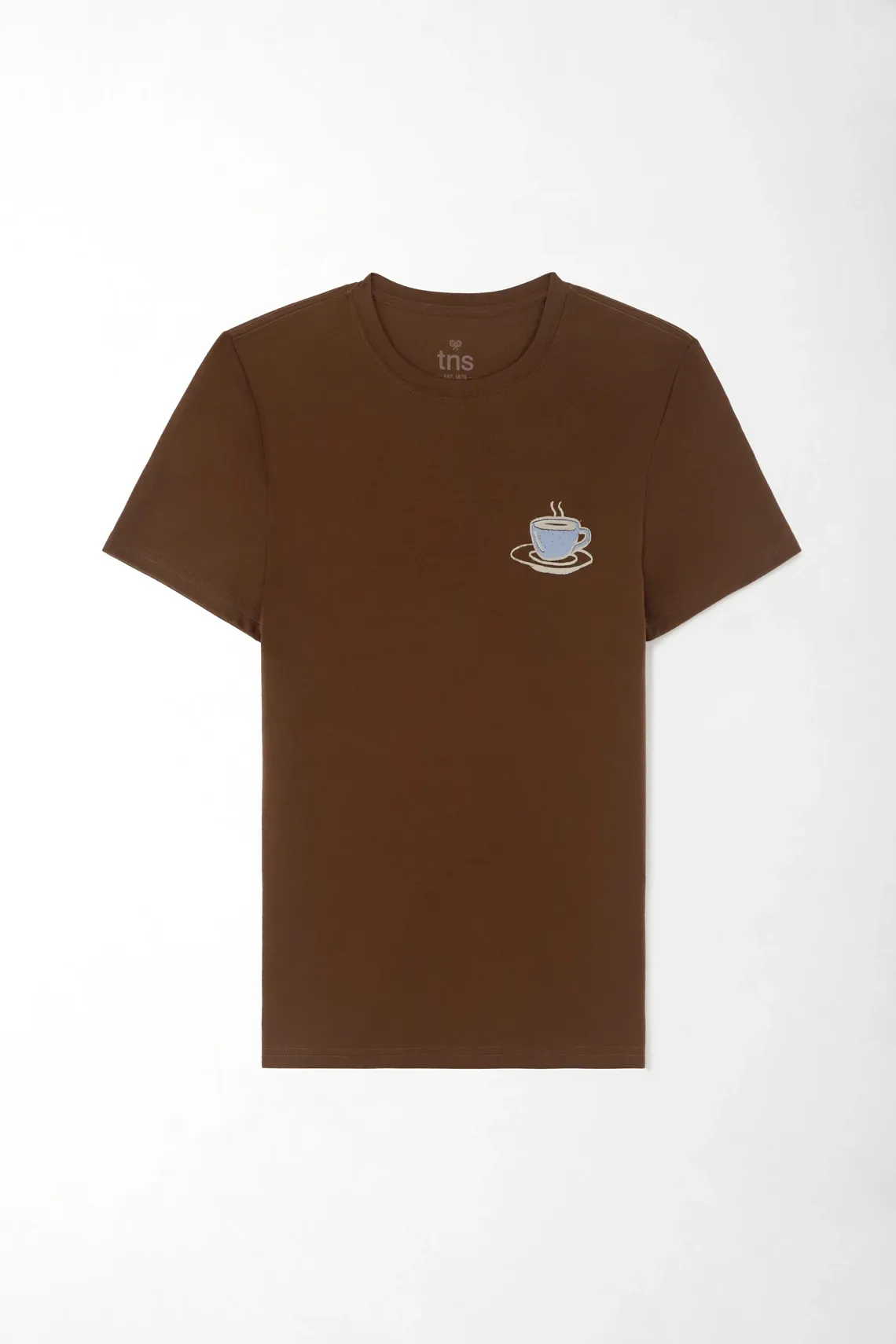 Camiseta gráfica fit clásico con grafico en algodón café para hombre