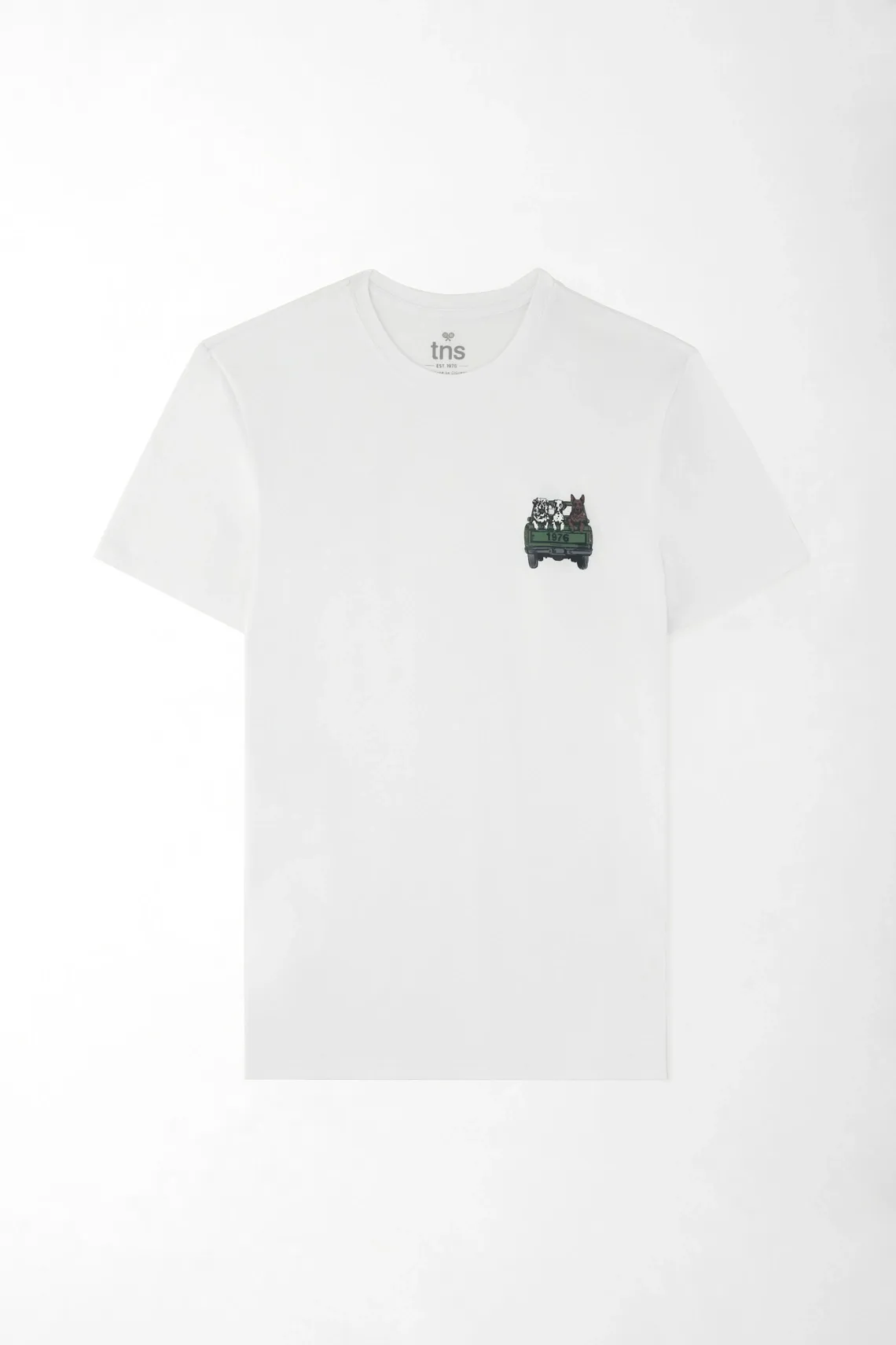 Camiseta regular fit con mini gráfico de algodón blanco para hombre