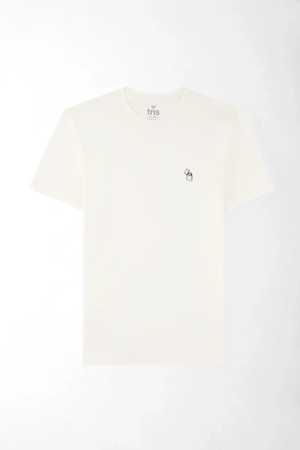 Camiseta fit recto con mini gráfico al pecho en algodón blanco para hombre
