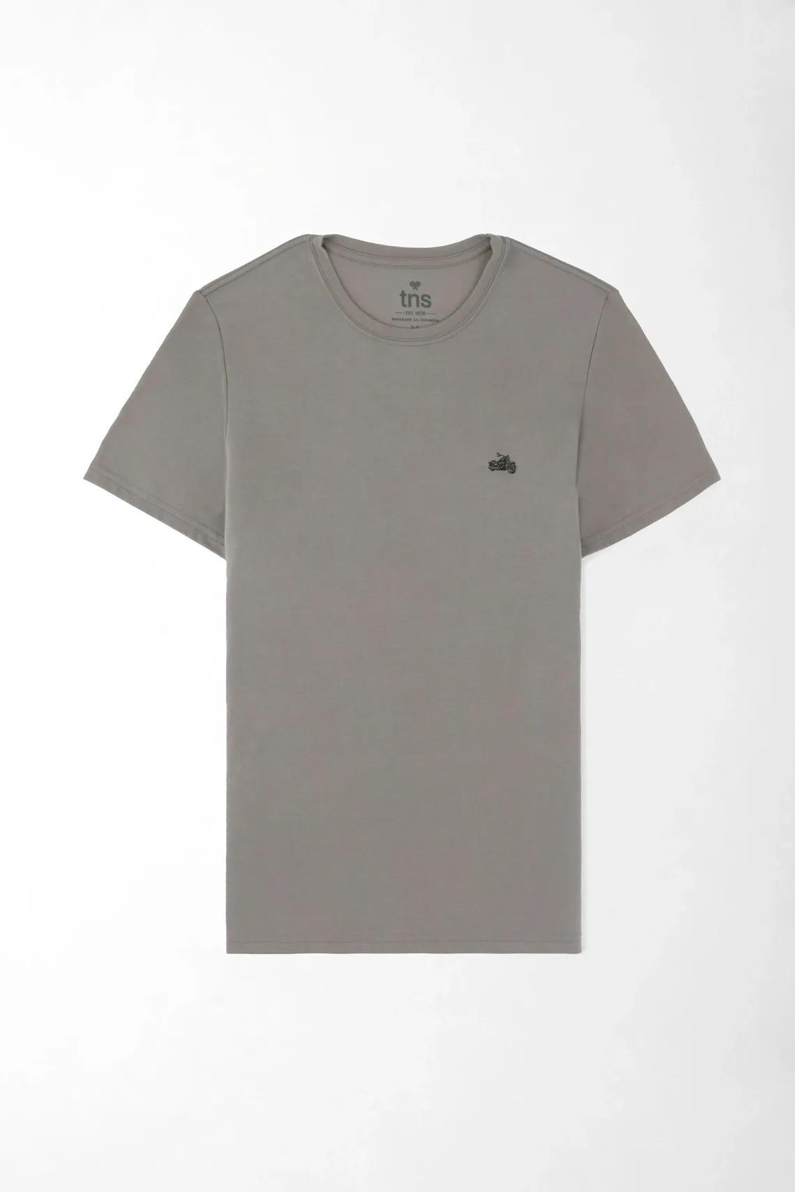 Camiseta regular fit con micrográfico urbano en algodón gris para hombre