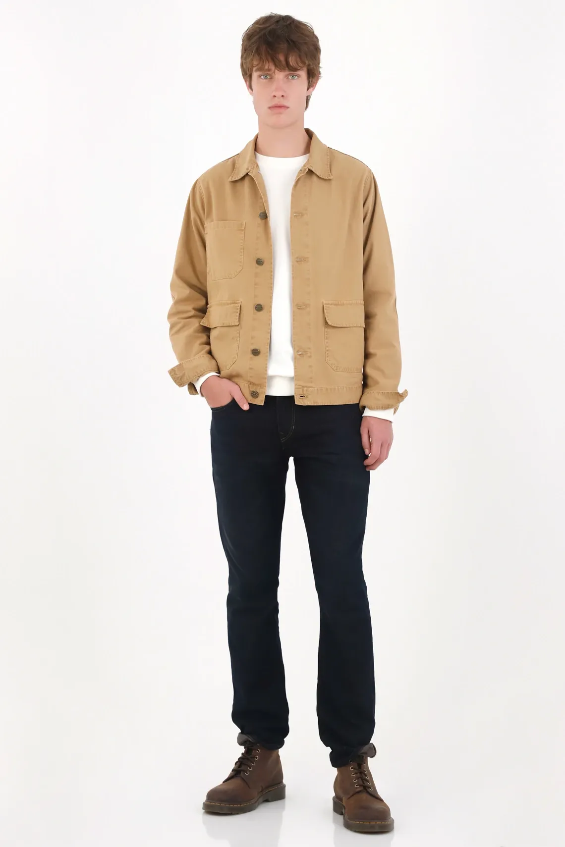 Jeans recto lavado oscuro en denim para hombre