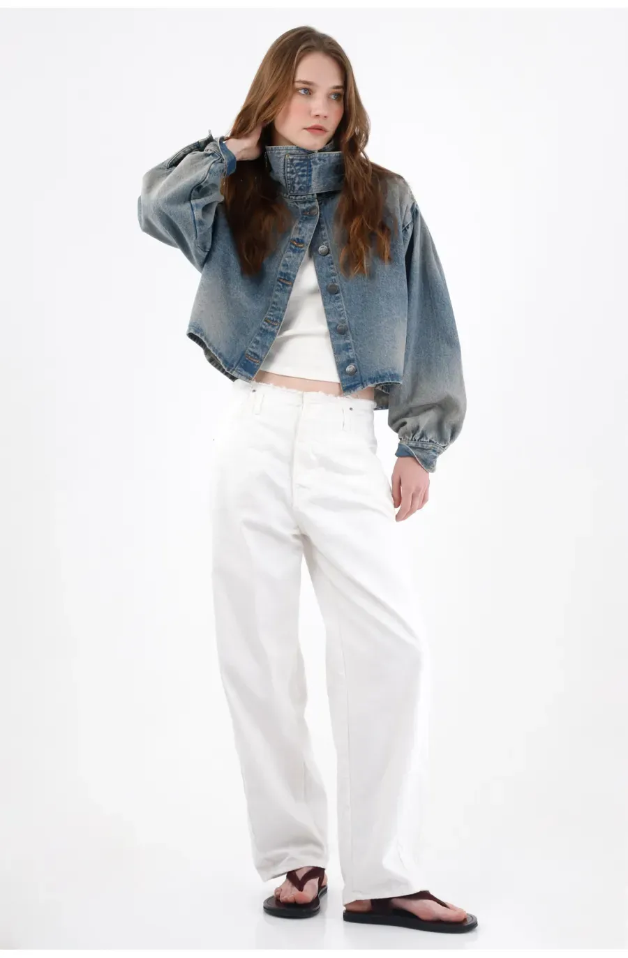 Jean Horseshoe con desflecado crudo para mujer