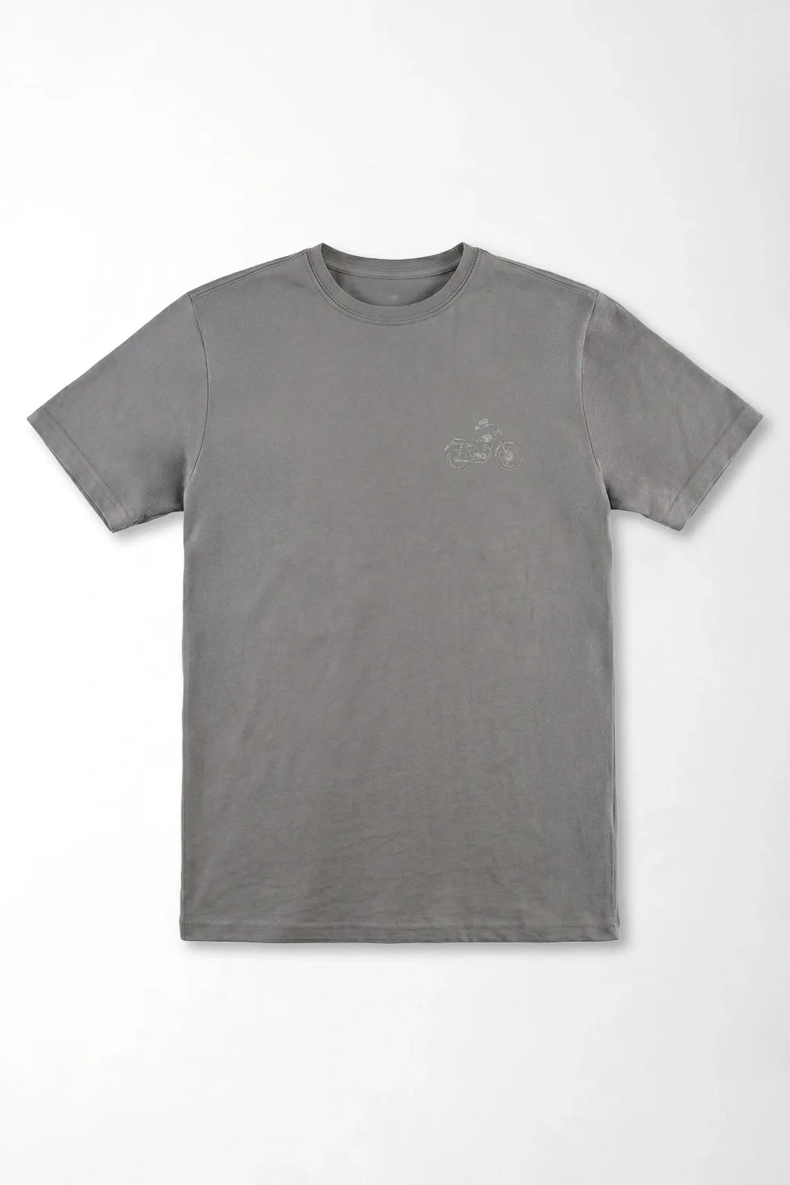 Camiseta gráfica regular con mini moto en mezcla de algodón gris para hombre