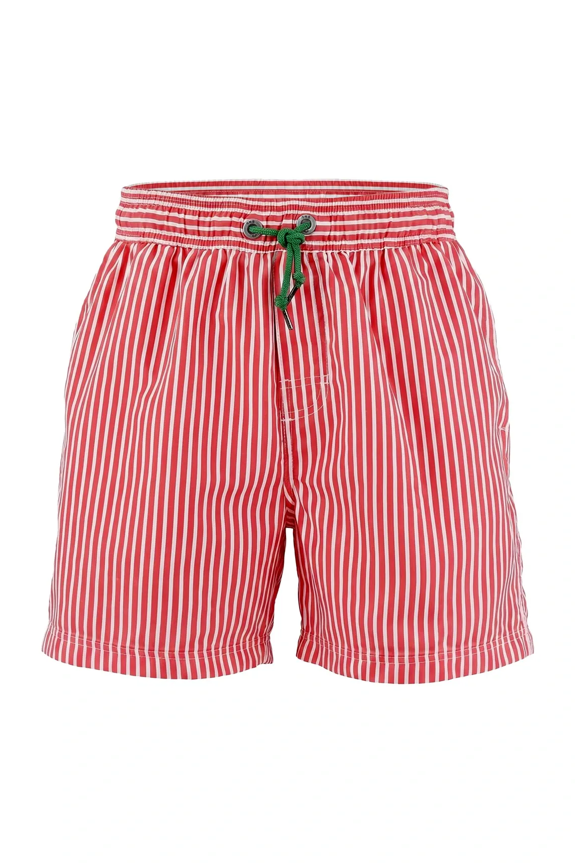 Pantaloneta de baño regular con rayas verticales en rojo para hombre
