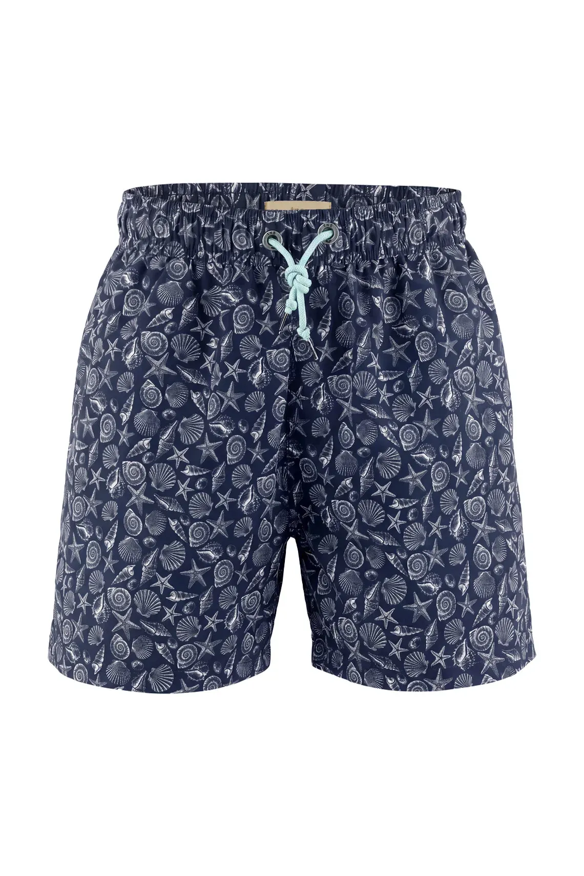Pantaloneta de baño ajuste regular con estampado marino en azul marino para hombre