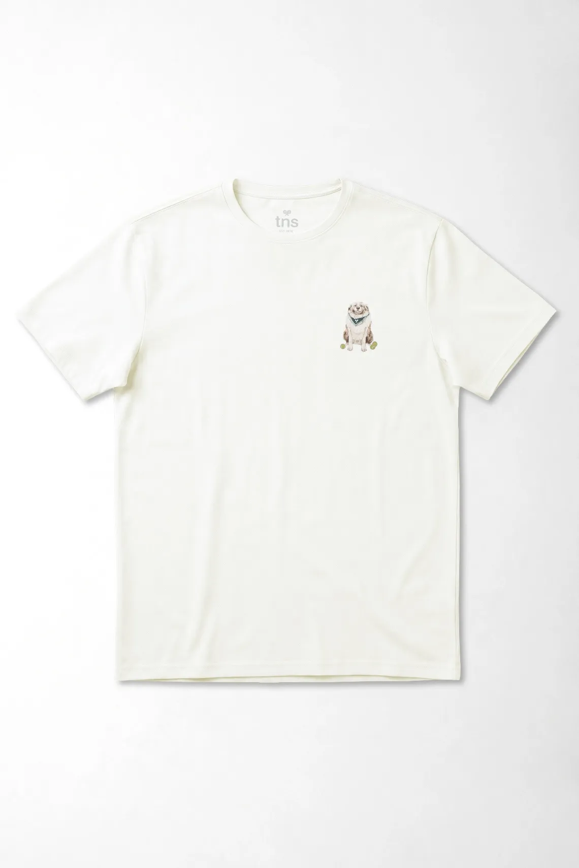Camiseta gráfica corte clásico con mini perro en algodón blanco para hombre