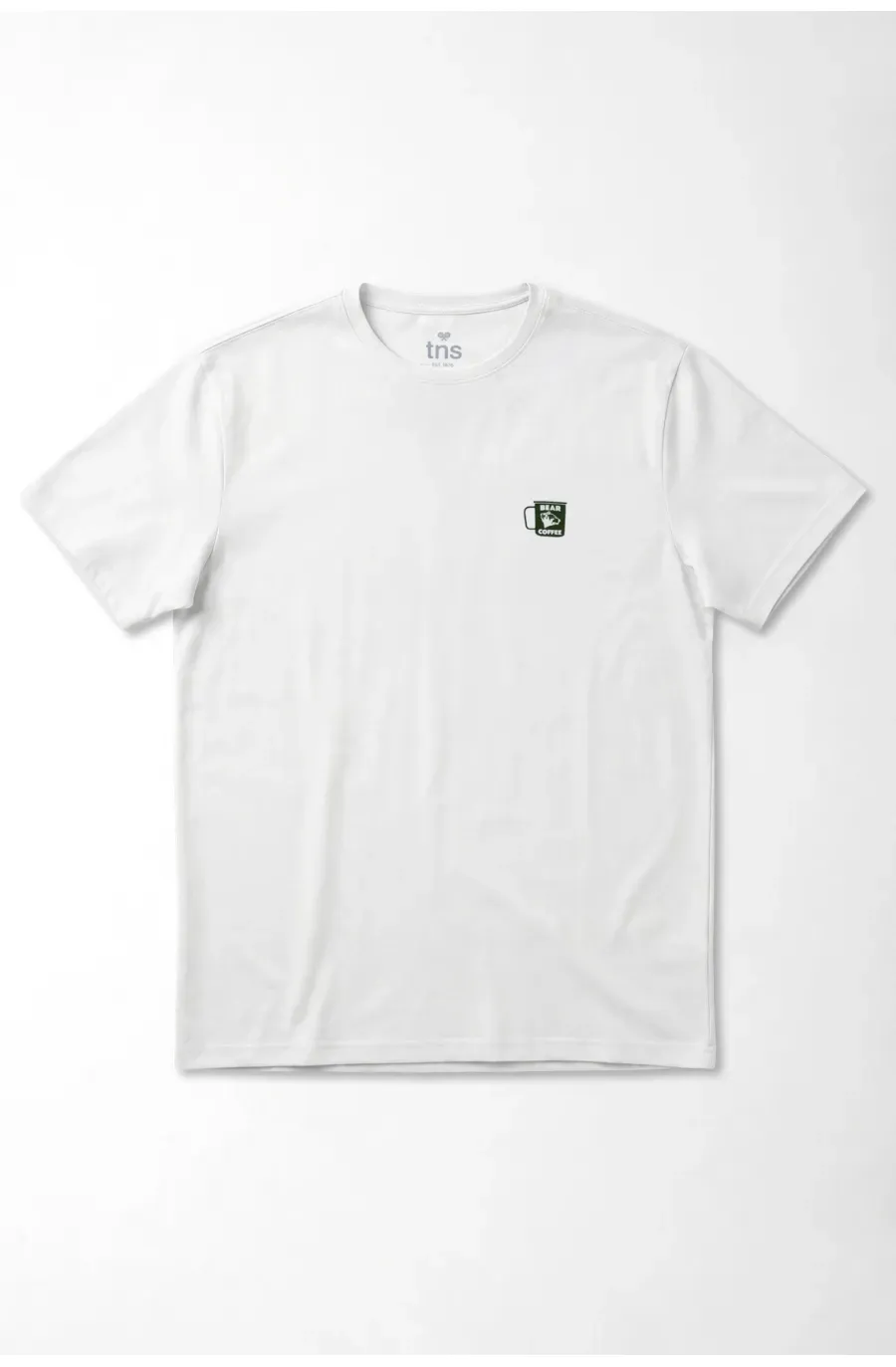 Camiseta corte recto con mini taza gráfica en algodón blanco para hombre