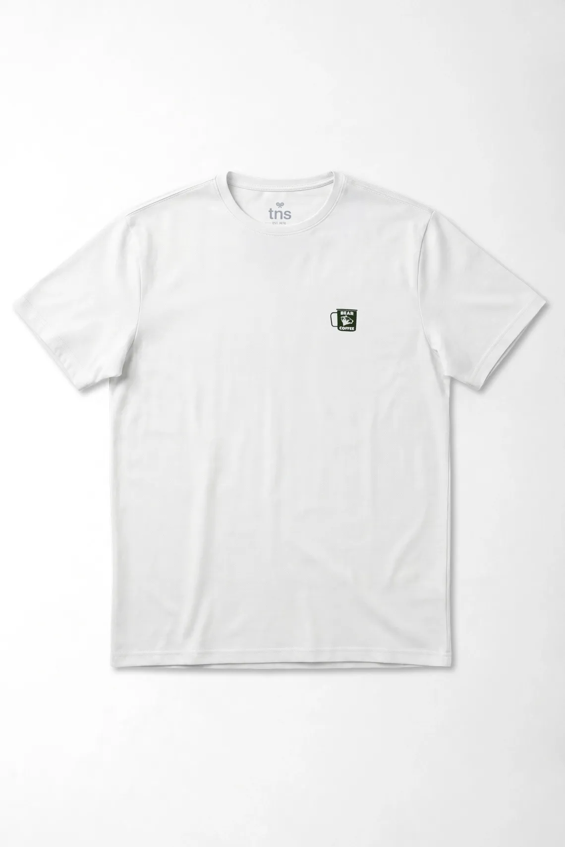 Camiseta corte recto con mini taza gráfica en algodón blanco para hombre