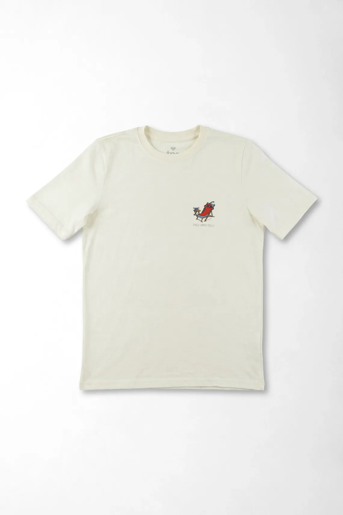 Camiseta regular fit con mini gráfico Chill Vibes en algodón marfil para niño