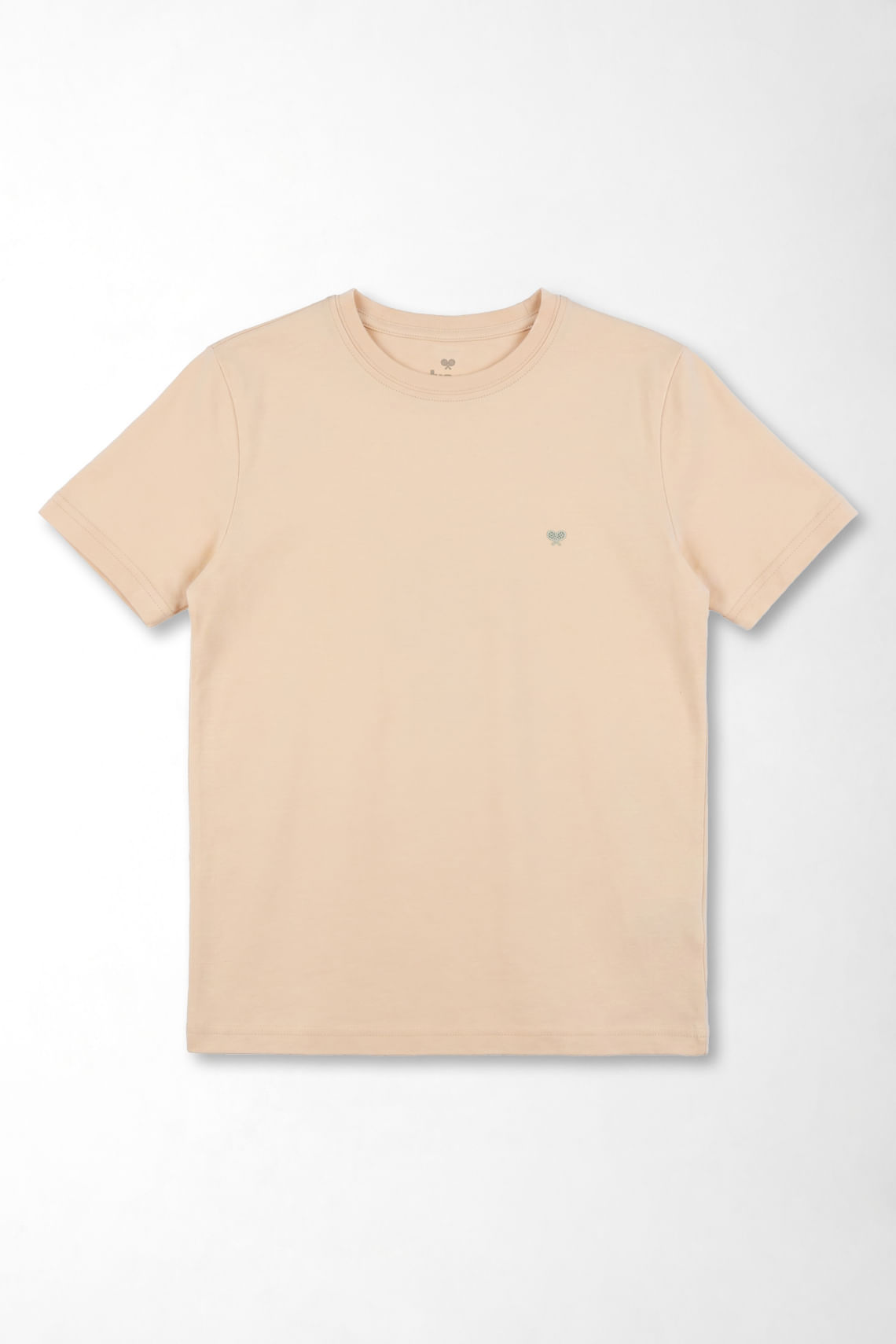 Camiseta regular con micro bordado en algodón beige para niño