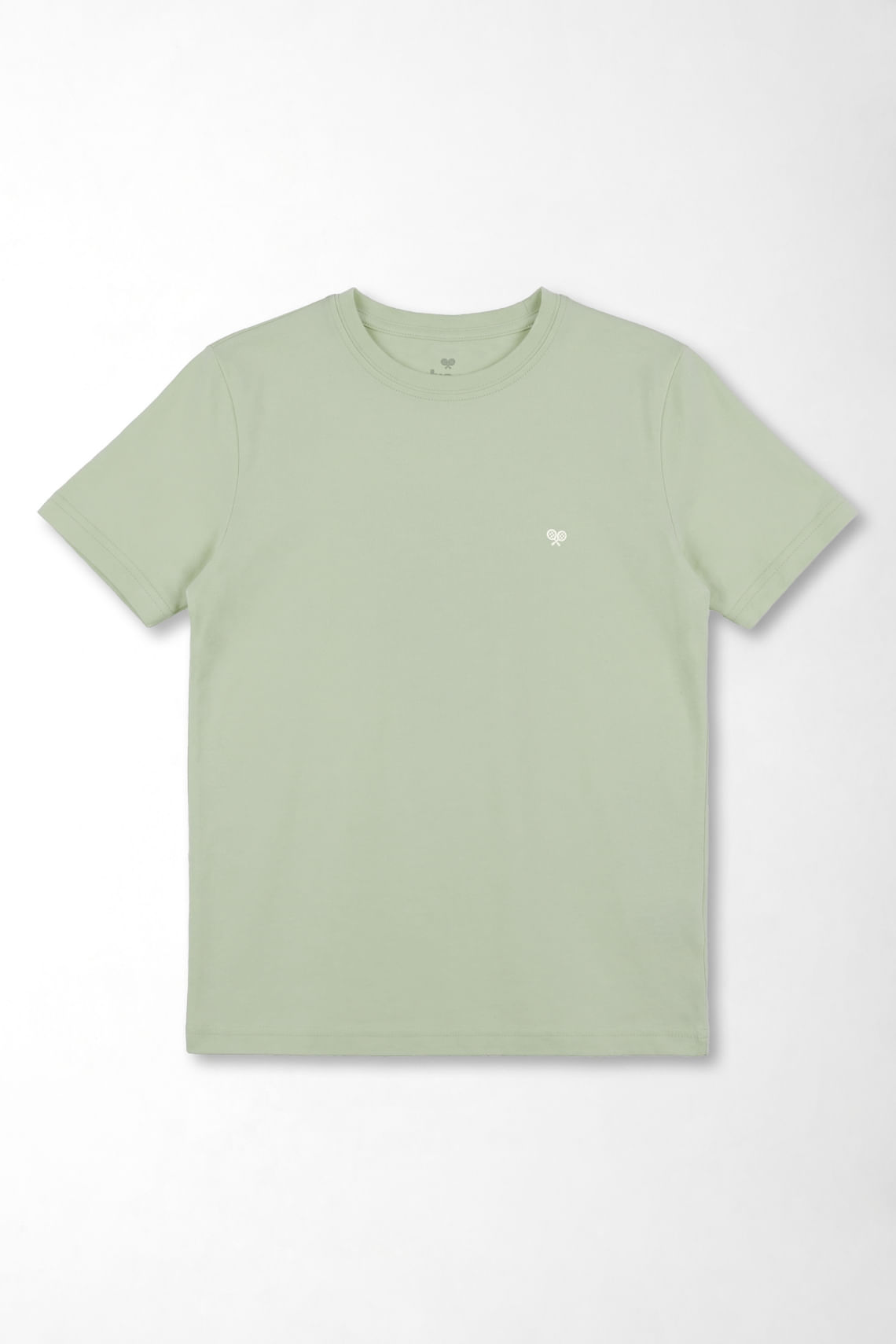 Camiseta fit clásico con mini ícono de tenis en algodón verde salvia para niño