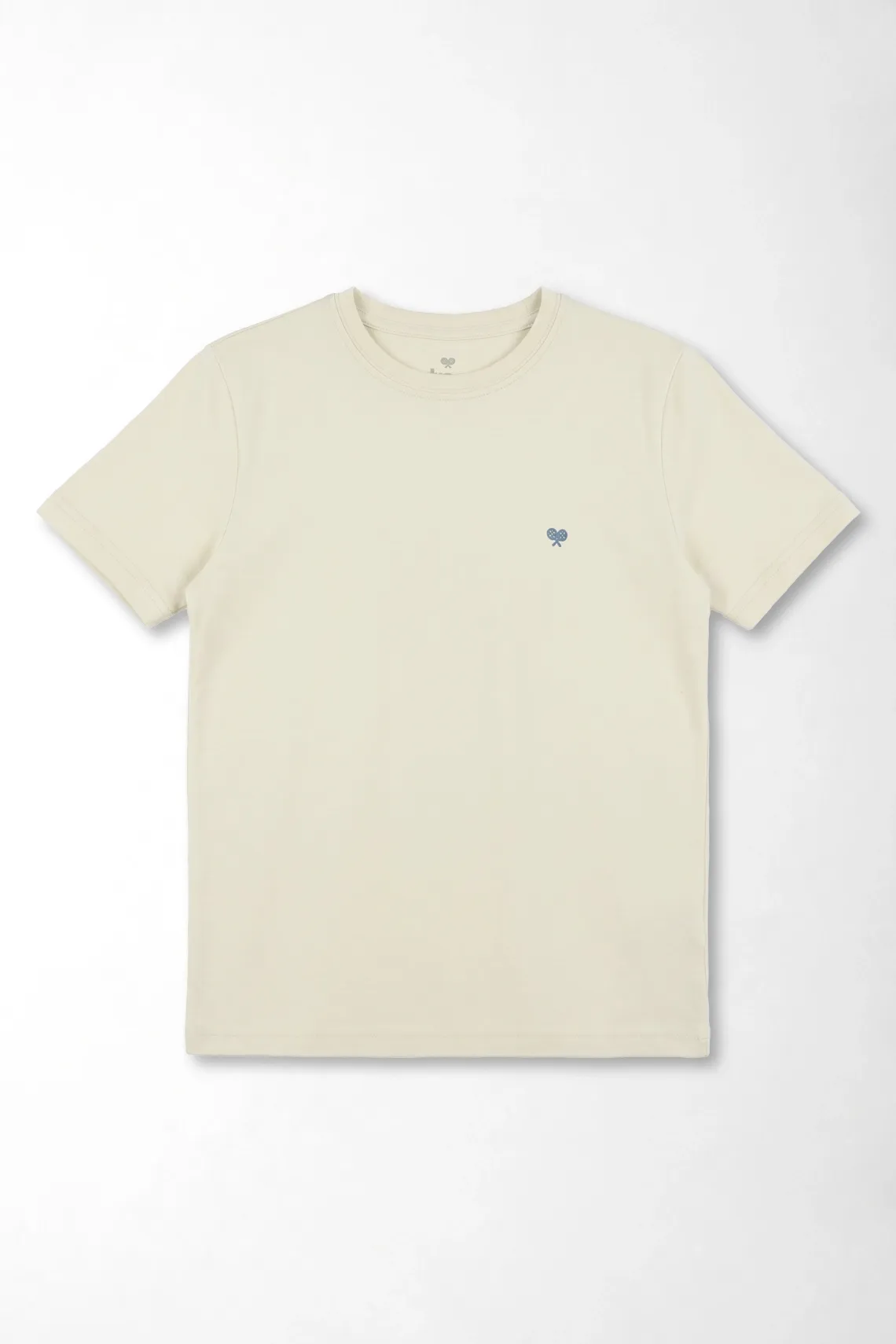 Camiseta regular con mini logo tenístico en algodón beige para niño