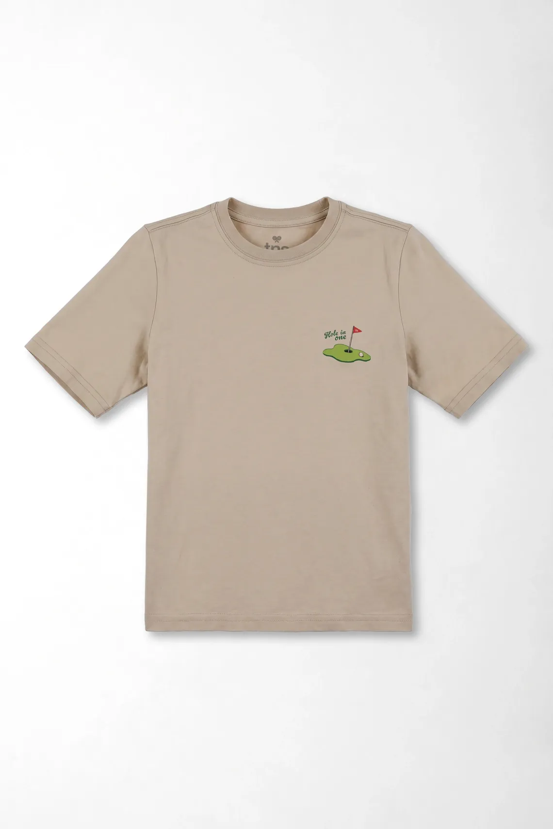 Camiseta regular fit con gráfico mini golf en algodón beige para niño