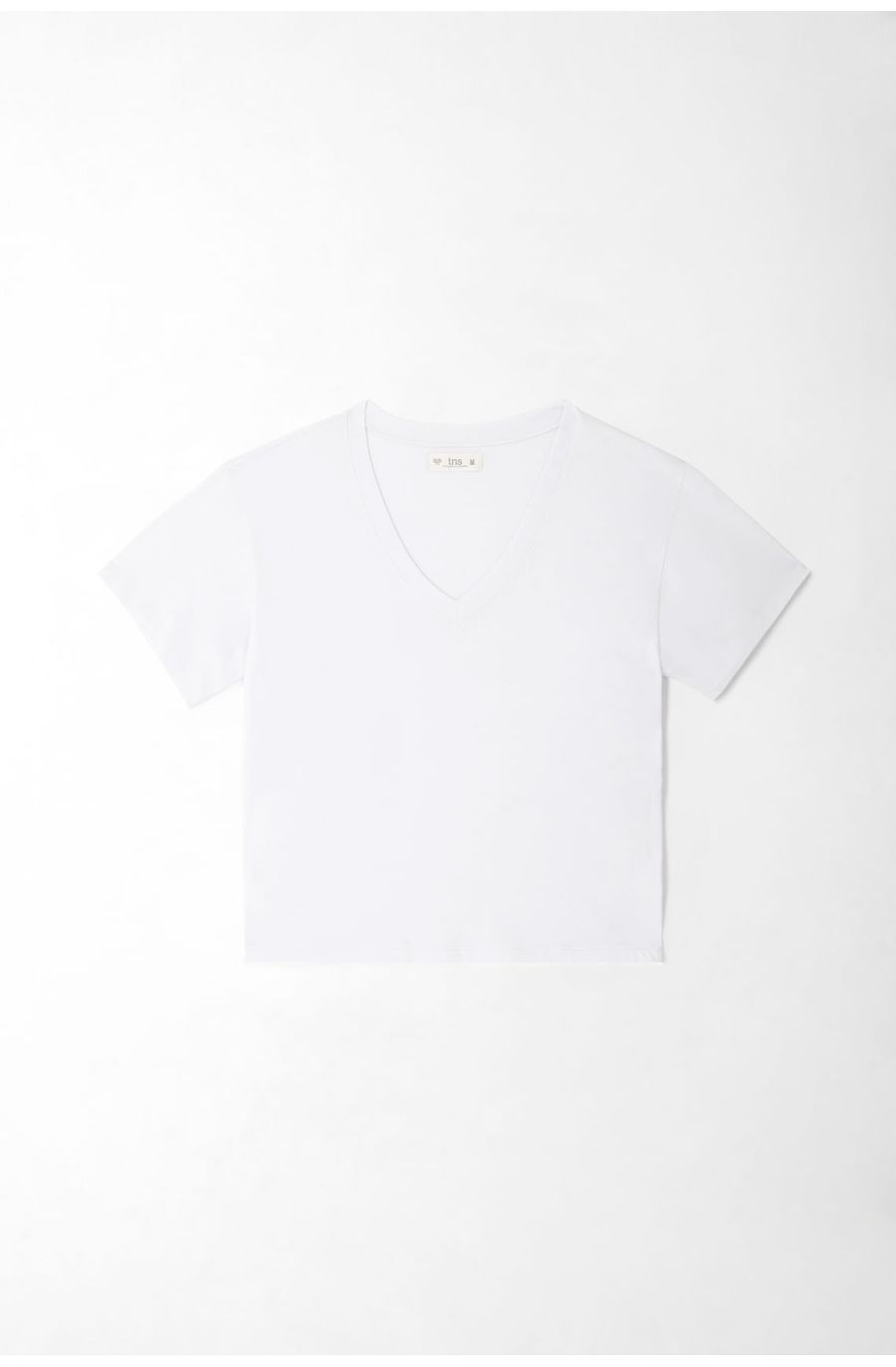 Camiseta para mujer de algodón blanca de fit relajado con escote en V