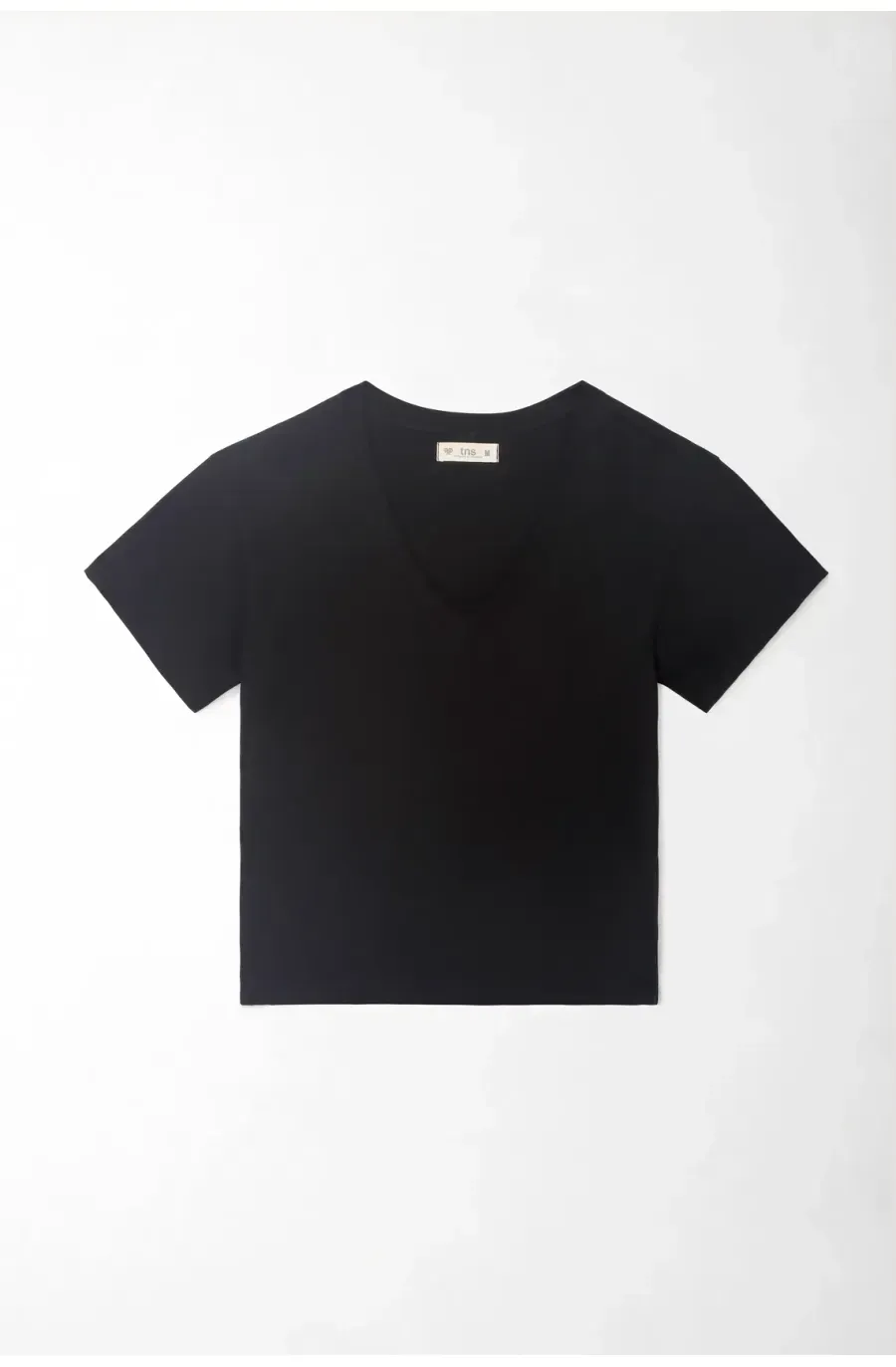 Camiseta para mujer algodón negro fit relajado escote V