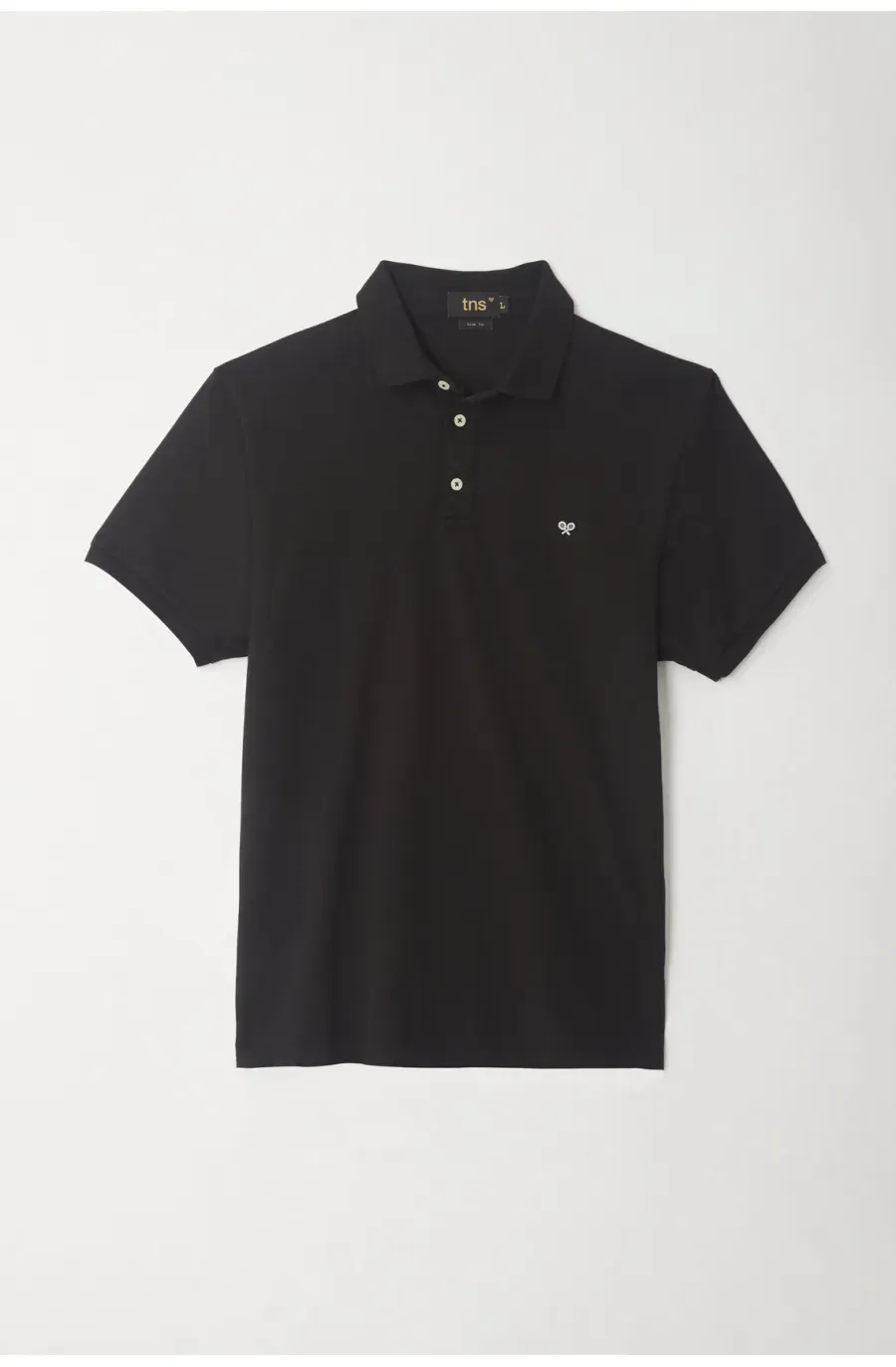 Polo negra cuello tejido para hombre